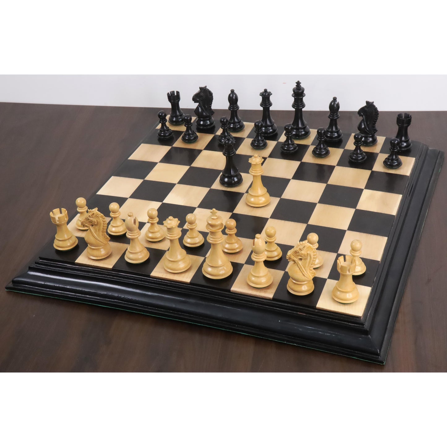 4" Bridle Staunton Luxury Chess Set- Chess Pieces Only - Ebony Wood & Boxwood