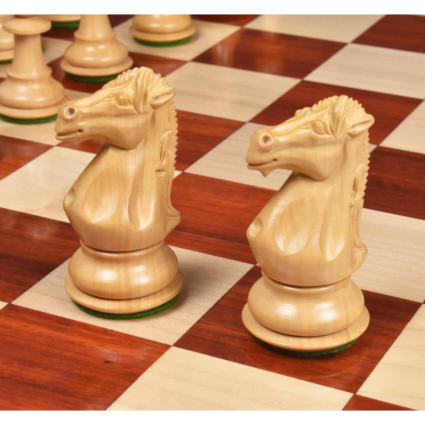 3.9" Royal Knight Staunton Chess Set- Chess Pieces Only- Triple Weighted Bud Rose Wood