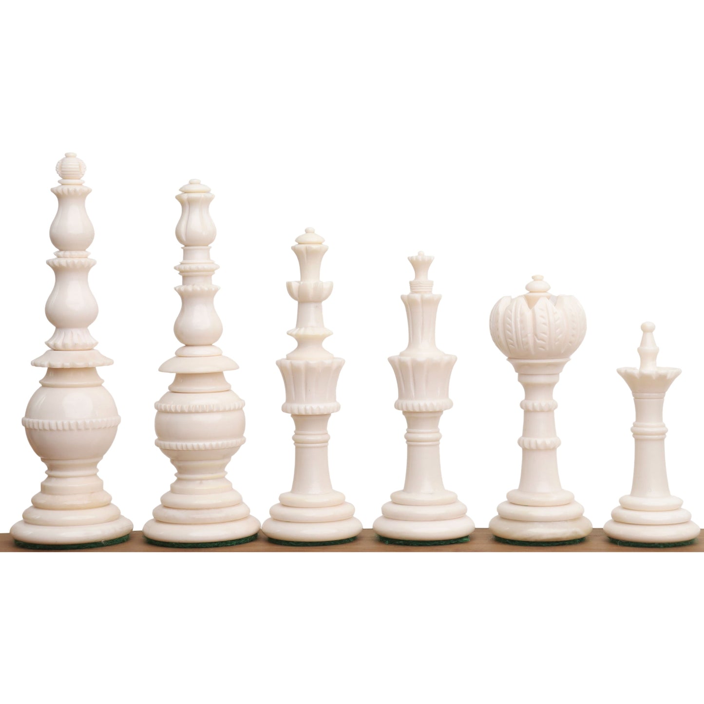 4.6″ Turkish Tower Pre-Staunton Chess Set- Chess Pieces Only-Crimson & White Camel Bone