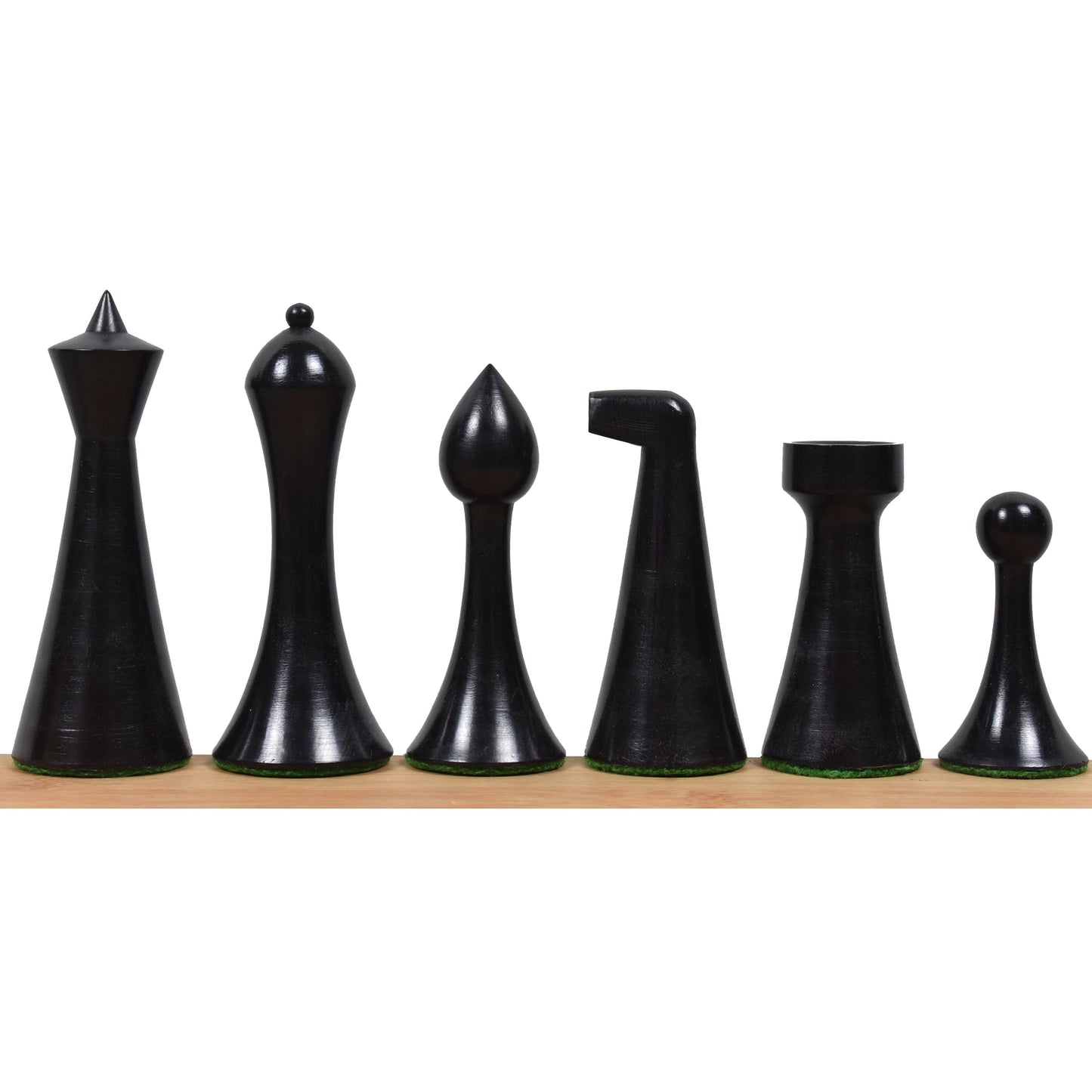 3.6" Herman Ohme Minimalist Chess Set- Chess Pieces Only- Weighted Ebonised Boxwood
