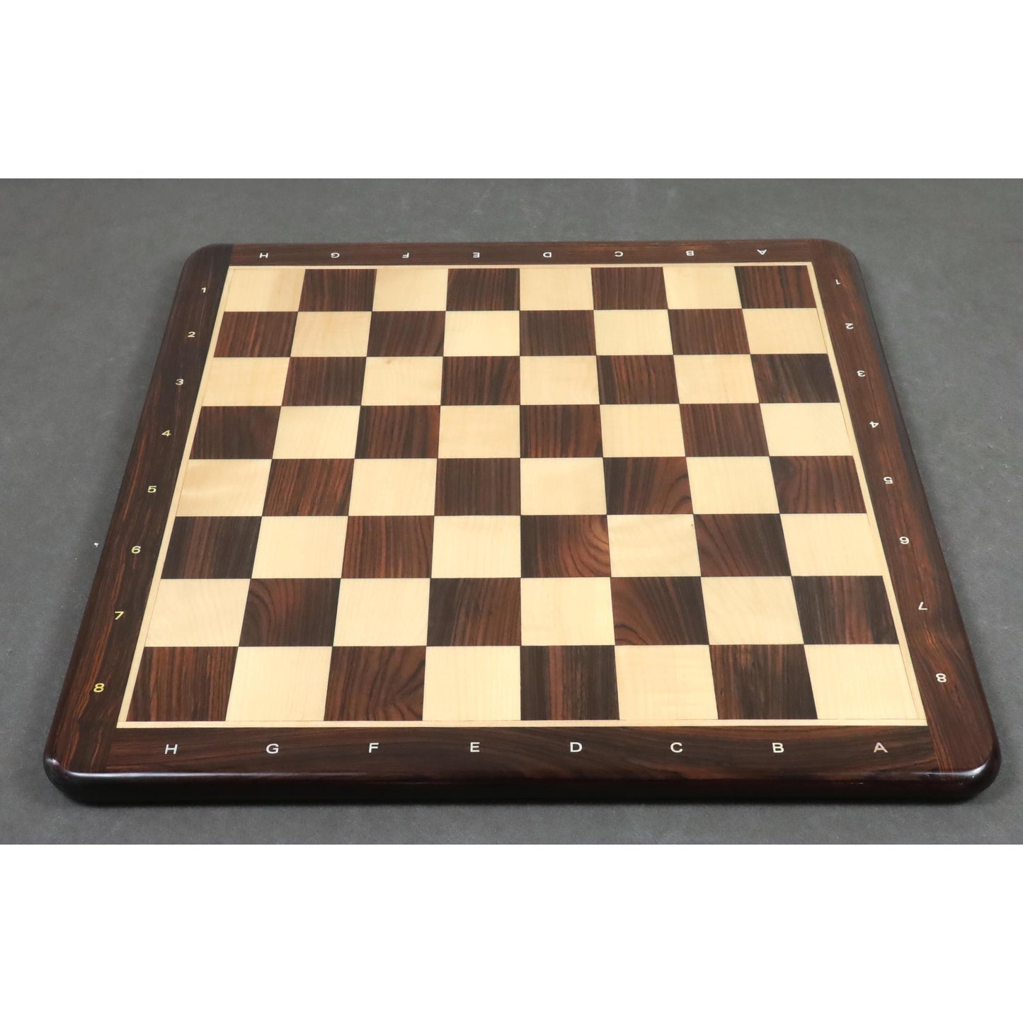 21" Flat Chessboard in Rosewood & Maple Wood - 55 mm Square- Algebraic Notations