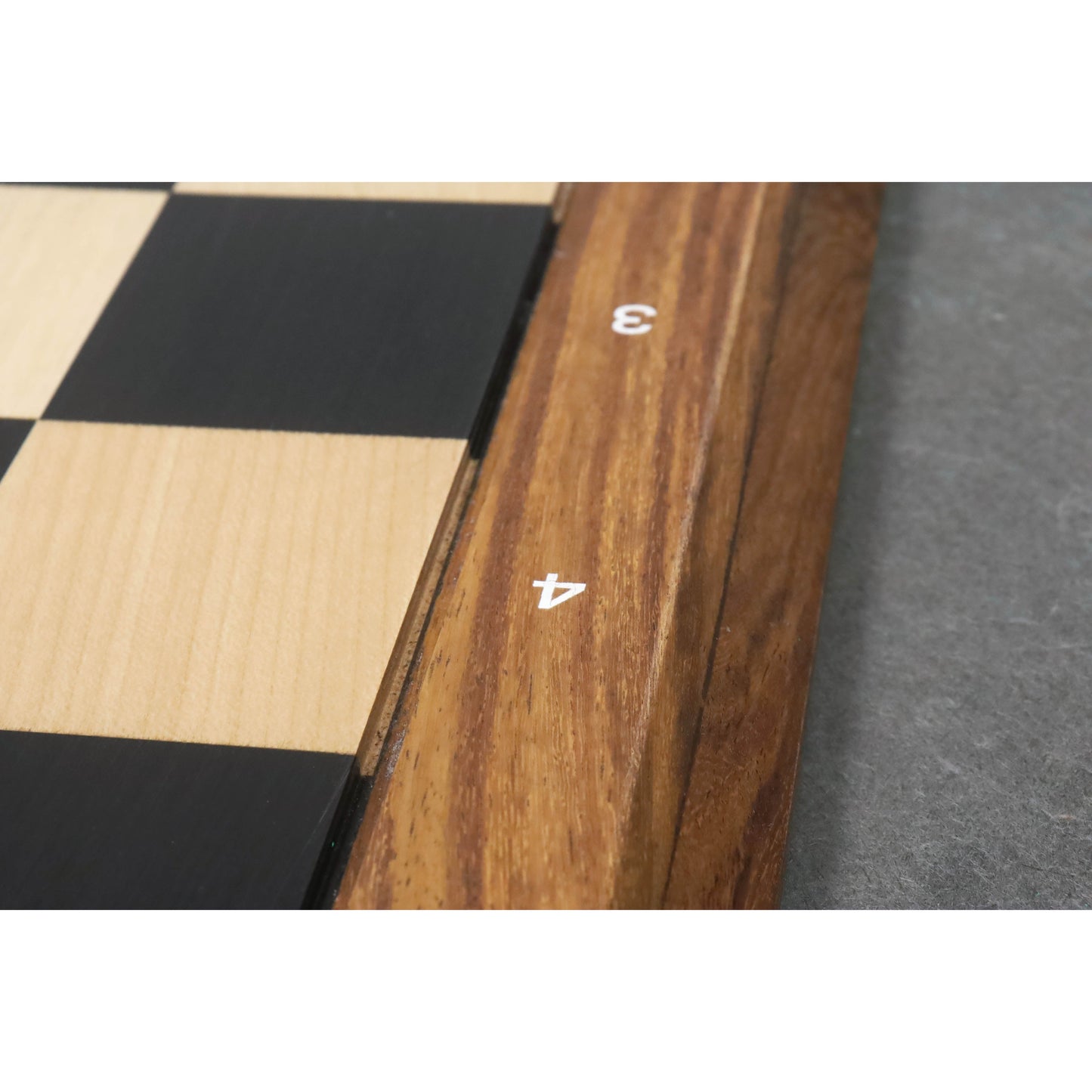 21" Solid Ebony & Maple Wood Chess Board With Notations - 55 mm square - Matt Finish