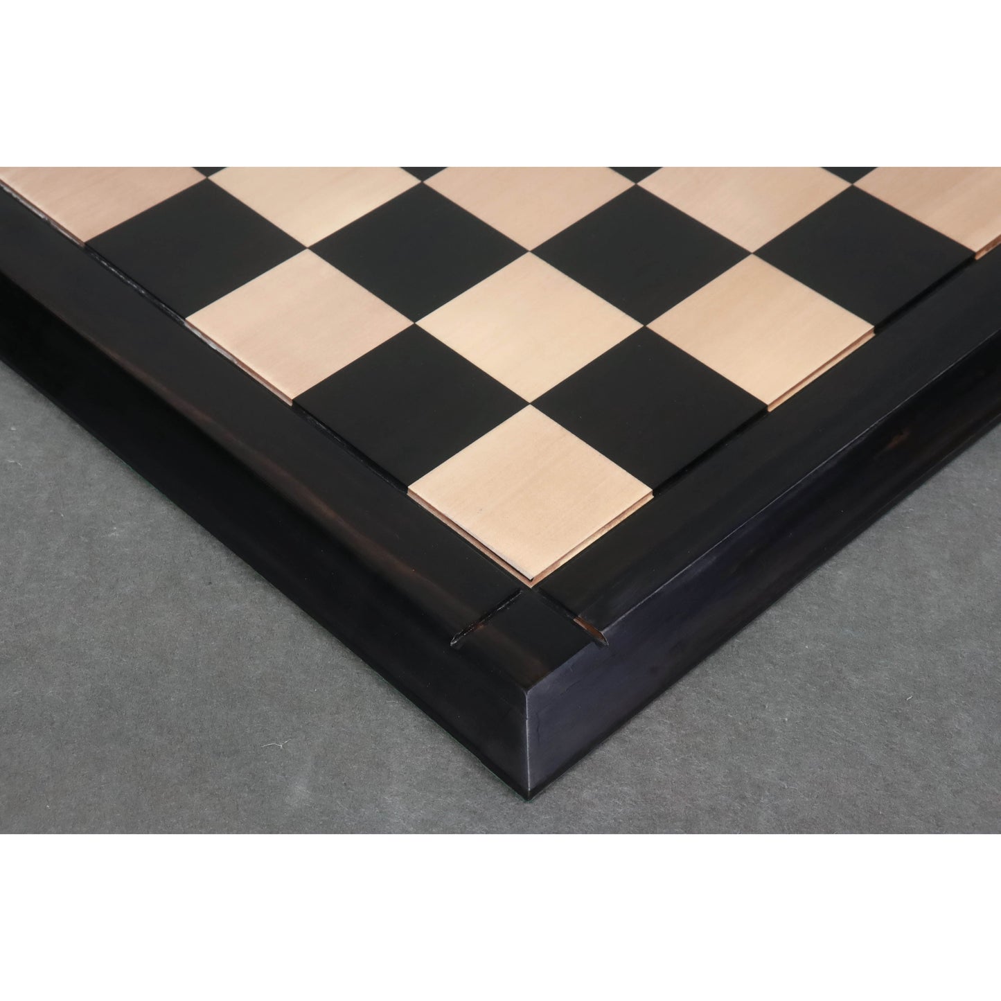 25" Large Players' Drueke Style Ebony Wood & Maple Chessboard - 65 mm square