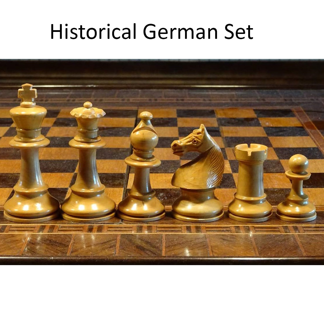 1920's German Collectors' Chess Set- Chess Pieces Only- Golden Rosewood - 4.1"