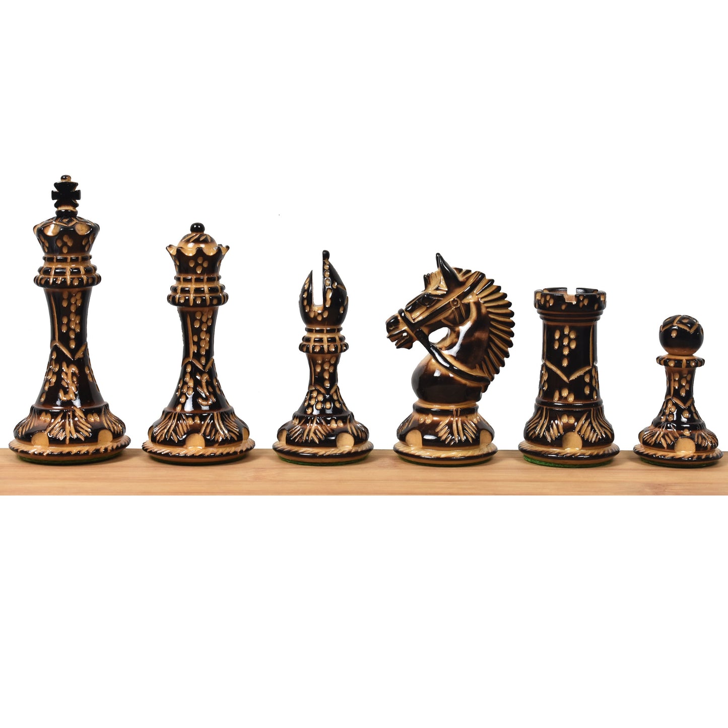 4.2" American Staunton Luxury Chess Set- Chess Pieces Only-Hand Carved Weighted Boxwood