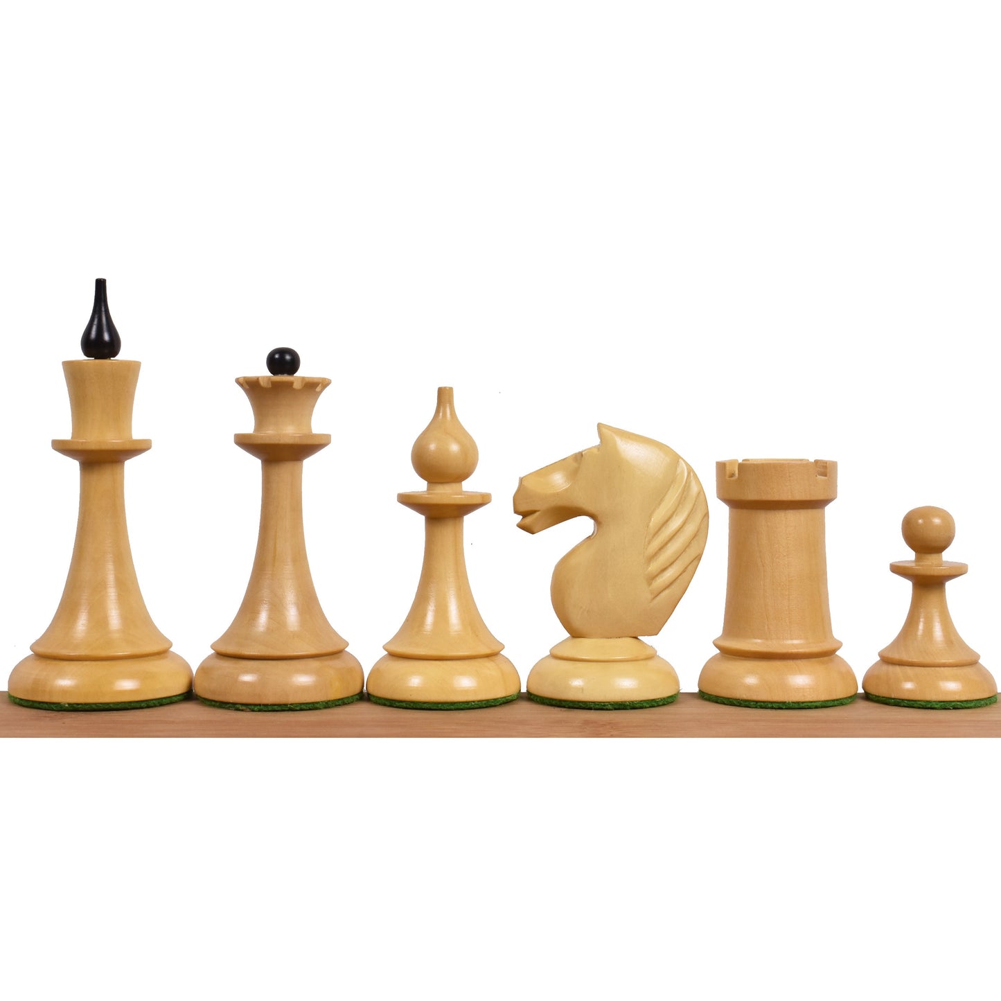 1950's Soviet Latvian Reproduced Chess Set- Chess Pieces Only- Ebonised Boxwood - 4"