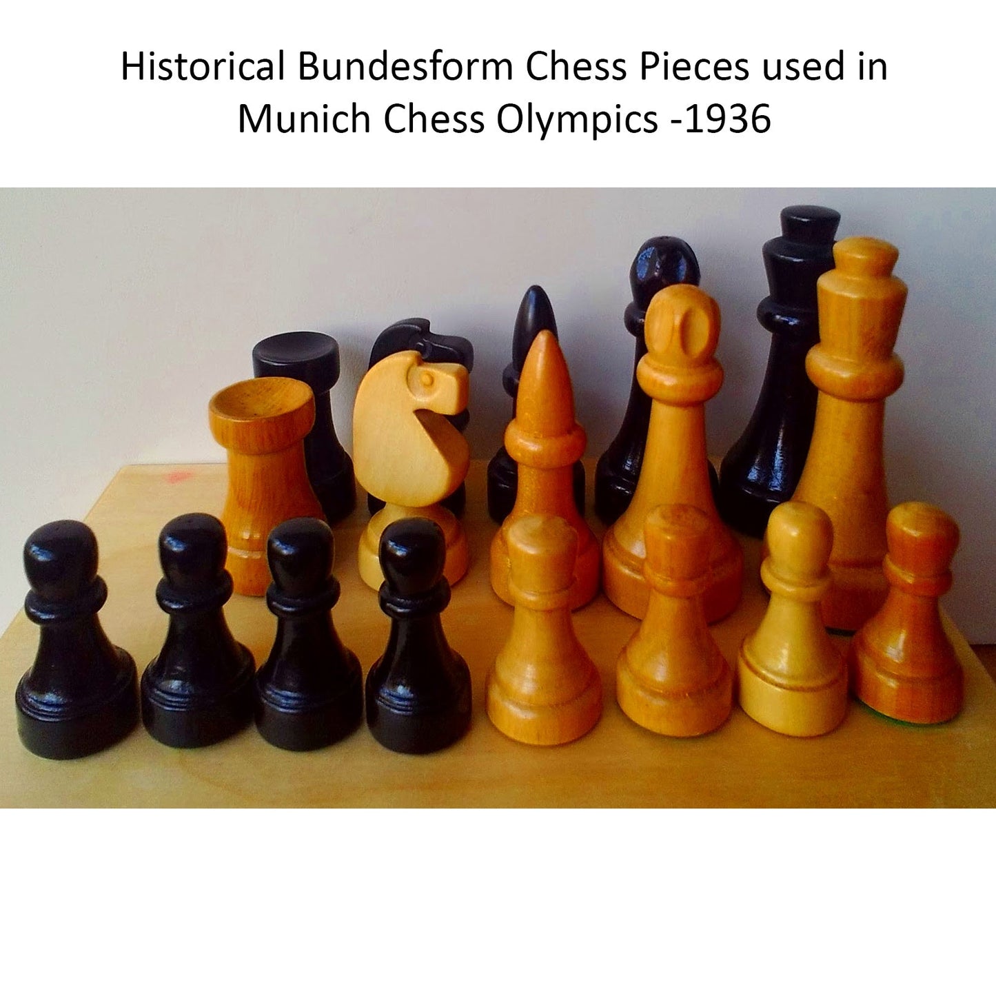 Bundesform German Staunton Alternative Chess Set- Chess Pieces Only- Ebonised Boxwood - 3.8"