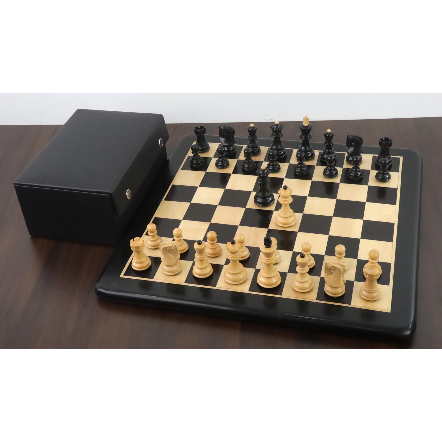 3.1" Russian Zagreb Chess Set- Chess Pieces Only - Weighted Ebonised Boxwood