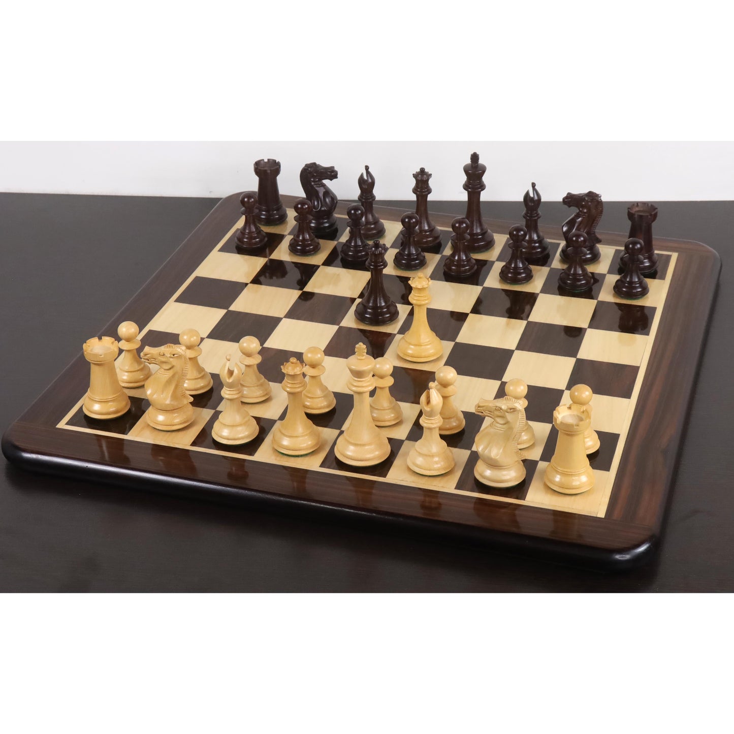4" Sleek Staunton Luxury Chess Set- Chess Pieces Only - Triple Weighted Rose Wood