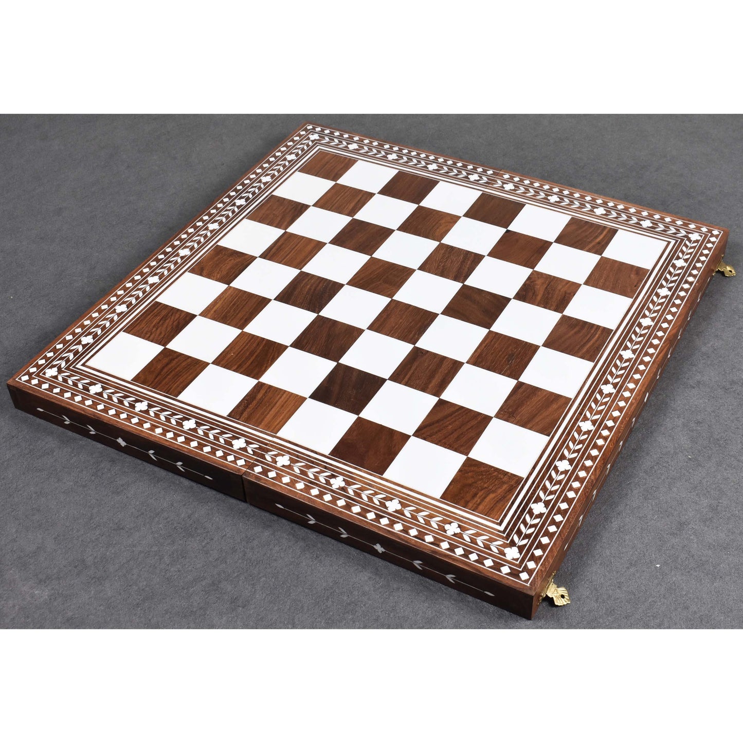 18" Solid Sheesham & Acrylic Ivory Inlaid Wooden Folding Chess board-45mm Square