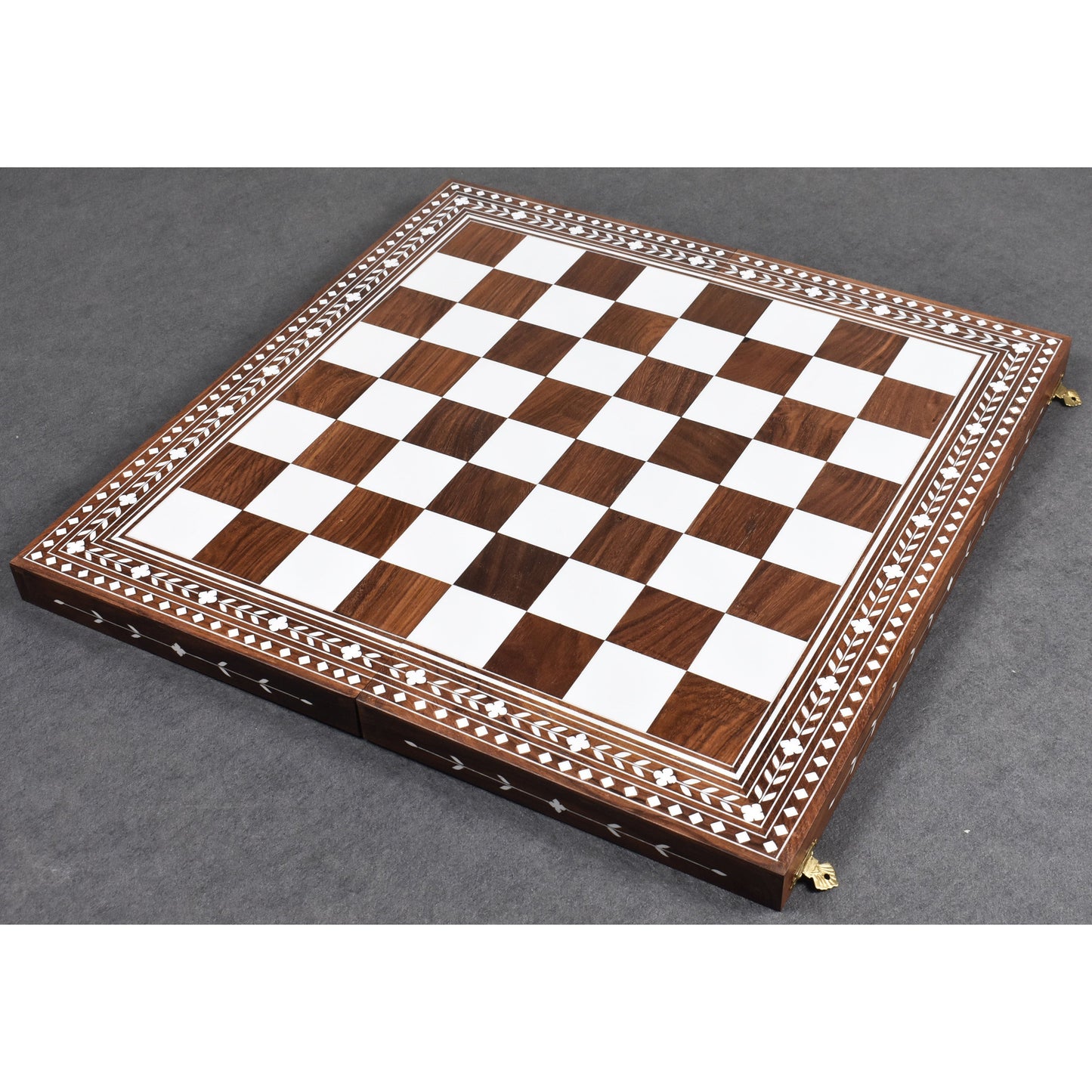 18" Solid Sheesham & Acrylic Ivory Inlaid Wooden Folding Chess board-45mm Square