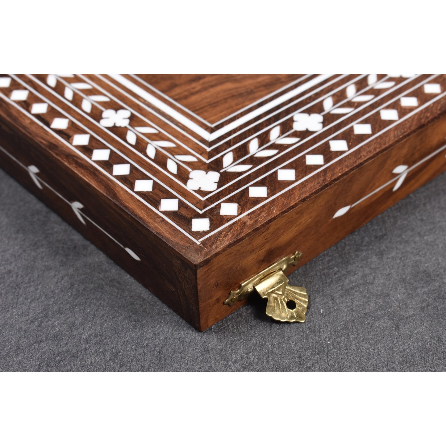 18" Solid Sheesham & Acrylic Ivory Inlaid Wooden Folding Chess board-45mm Square