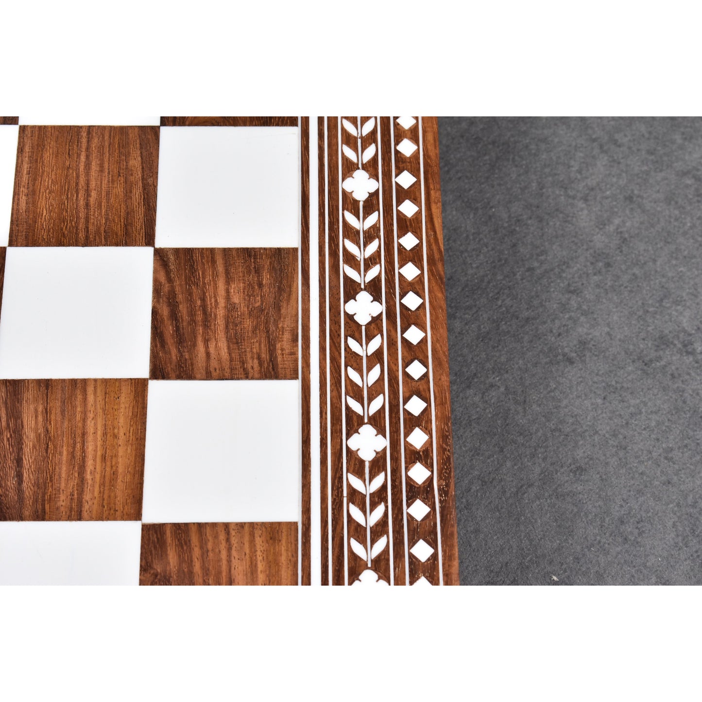 18" Solid Sheesham & Acrylic Ivory Inlaid Wooden Folding Chess board-45mm Square