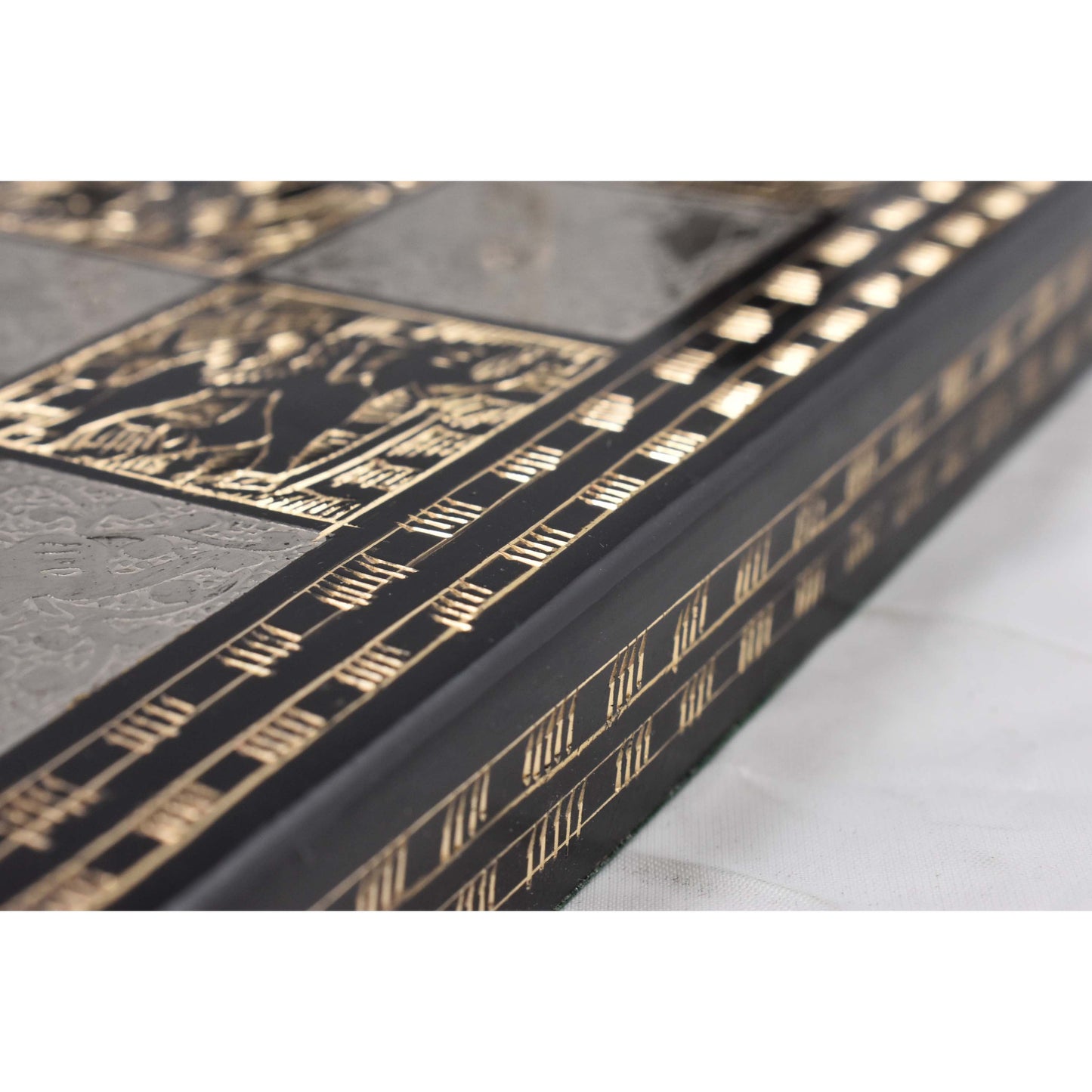 Staunton Inspired Brass Metal Luxury Chess Pieces & Board Set- 12" -Silver & Black