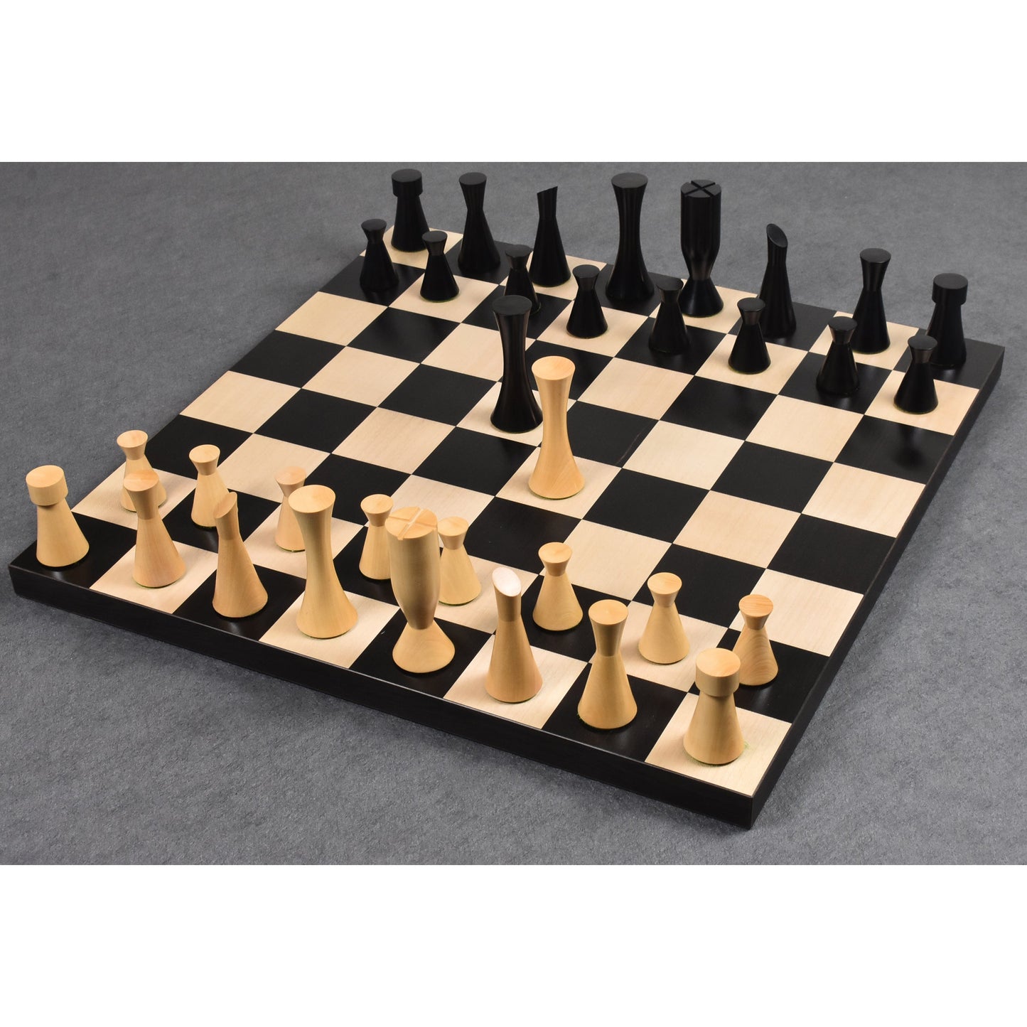 3.4" Minimalist Tower Series Chess Set- Chess Pieces Only- Weighted Ebonised Boxwood
