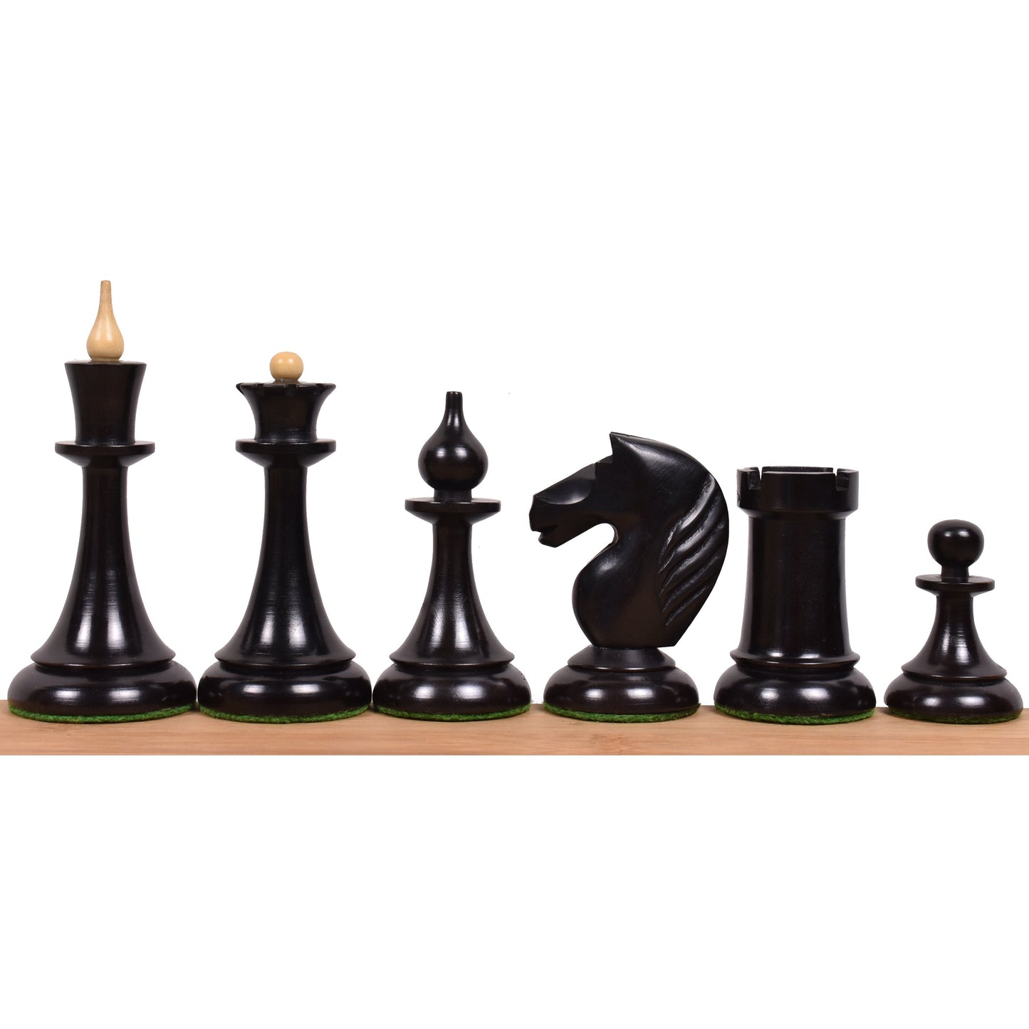 1950's Soviet Latvian Reproduced Chess Set- Chess Pieces Only- Ebonised Boxwood - 4"