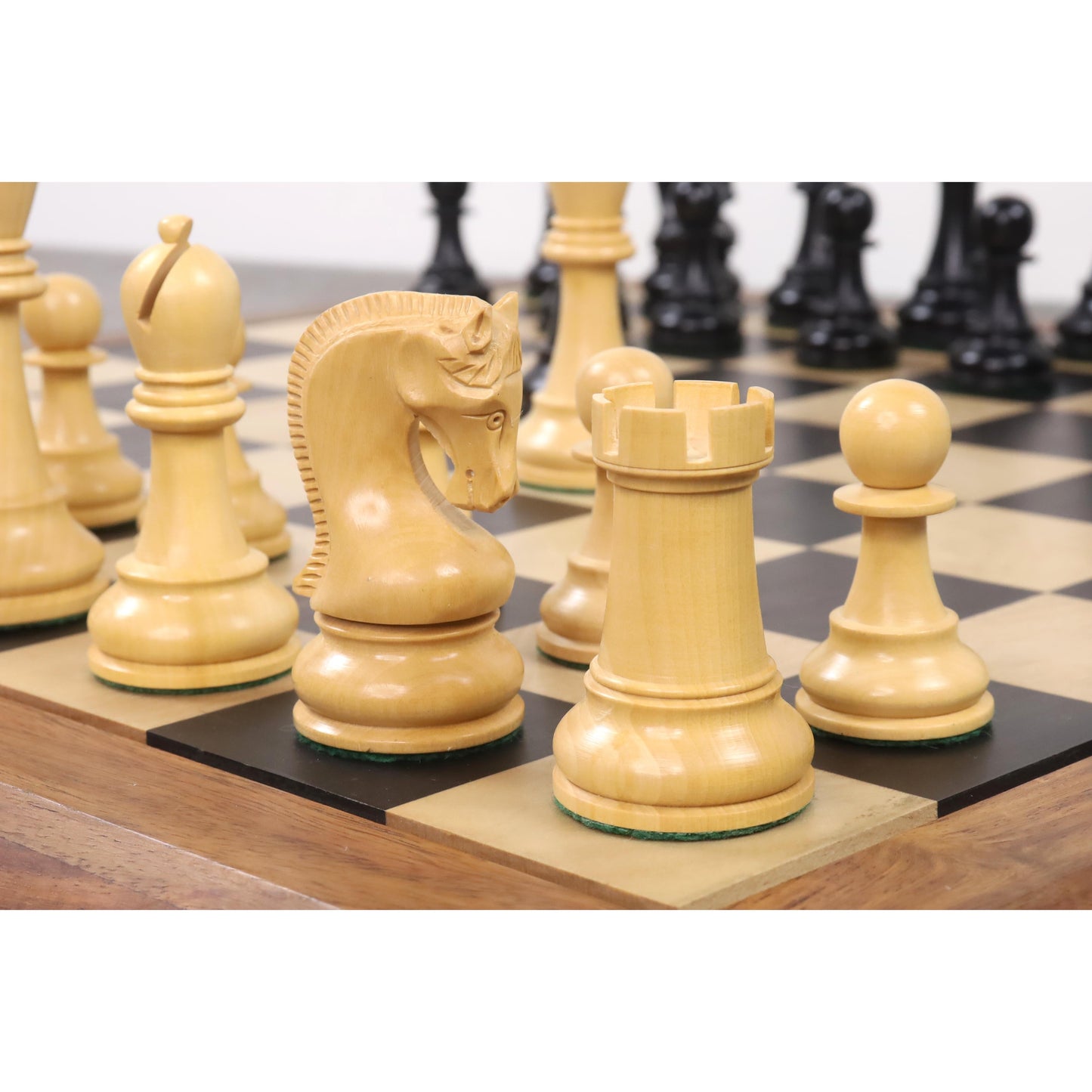 Leningrad Staunton Chess Set- Chess Pieces Only - Ebonised Boxwood - 4" King