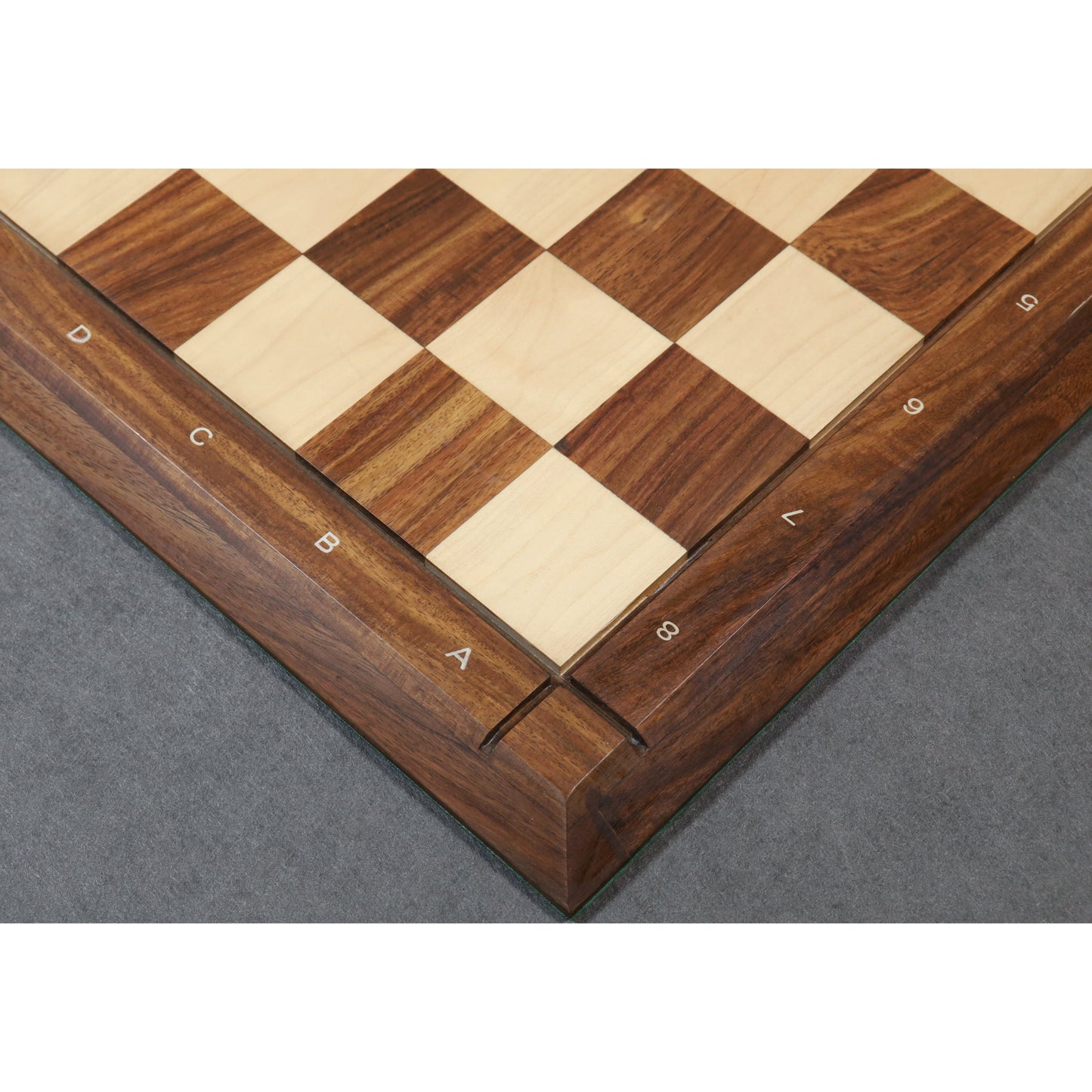 21" Drueke Style Golden Rosewood & Maple Chess board- Matt Finish-With Notations