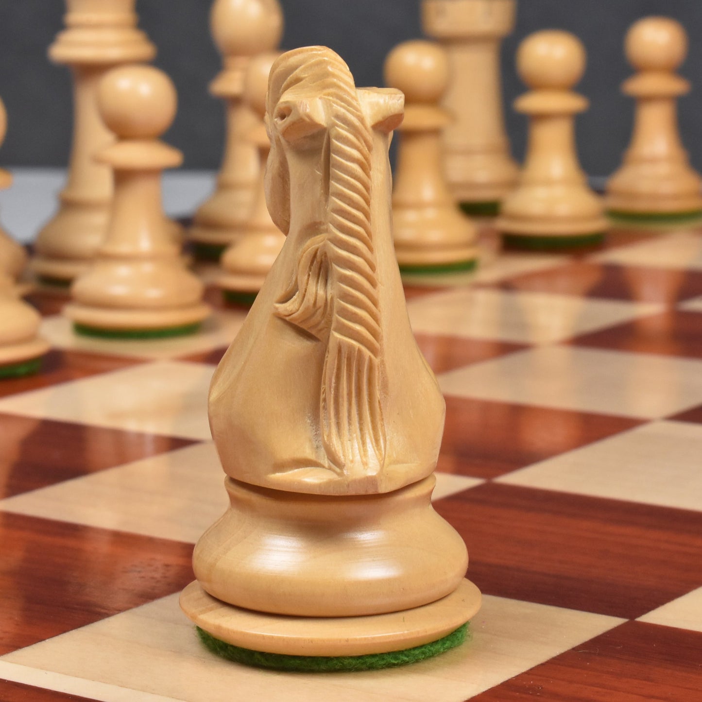 3.9" Royal Knight Staunton Chess Set- Chess Pieces Only- Triple Weighted Bud Rose Wood