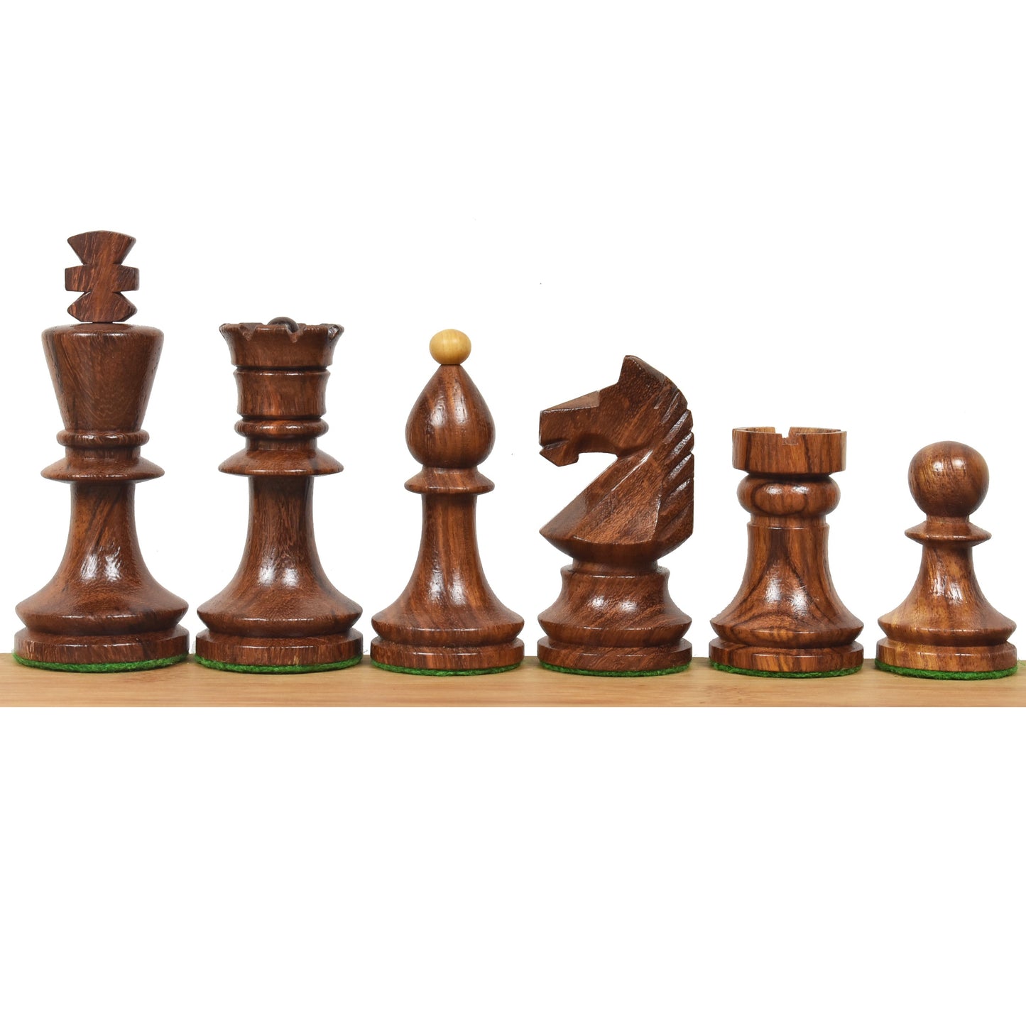 3.8" Romanian Hungarian Chess Set- Chess Pieces Only - Weighted Golden Rosewood
