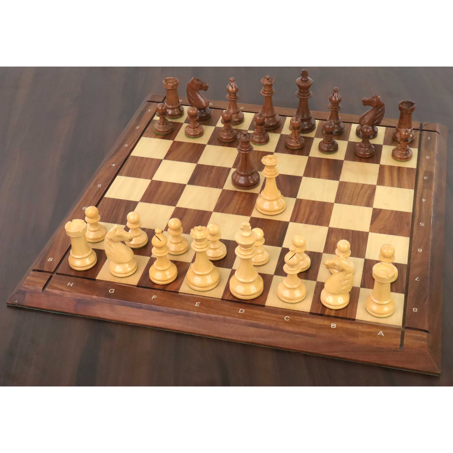 French Grandmaster's Staunton Chess Set- Chess Pieces Only- Golden Rosewood - 4.1" King