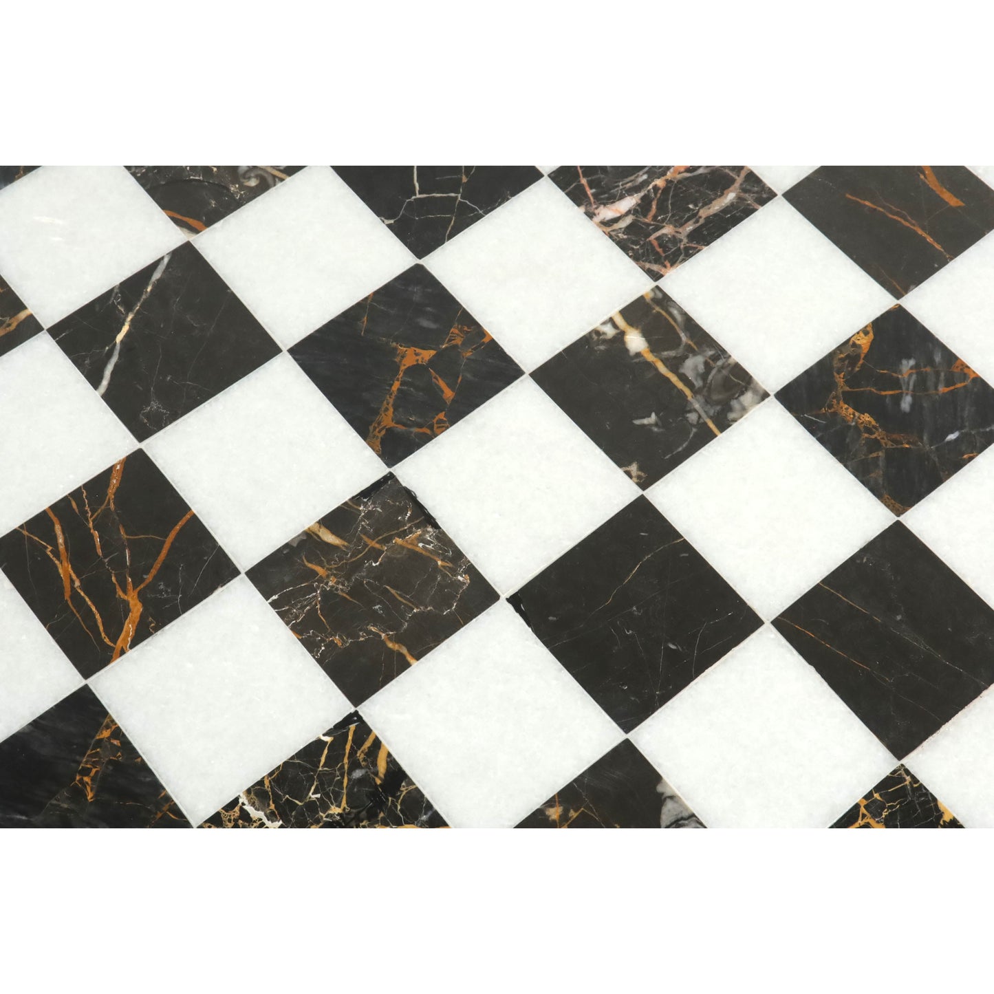 18'' Borderless Marble Stone Luxury Chess Board - Black and White Marble Stone