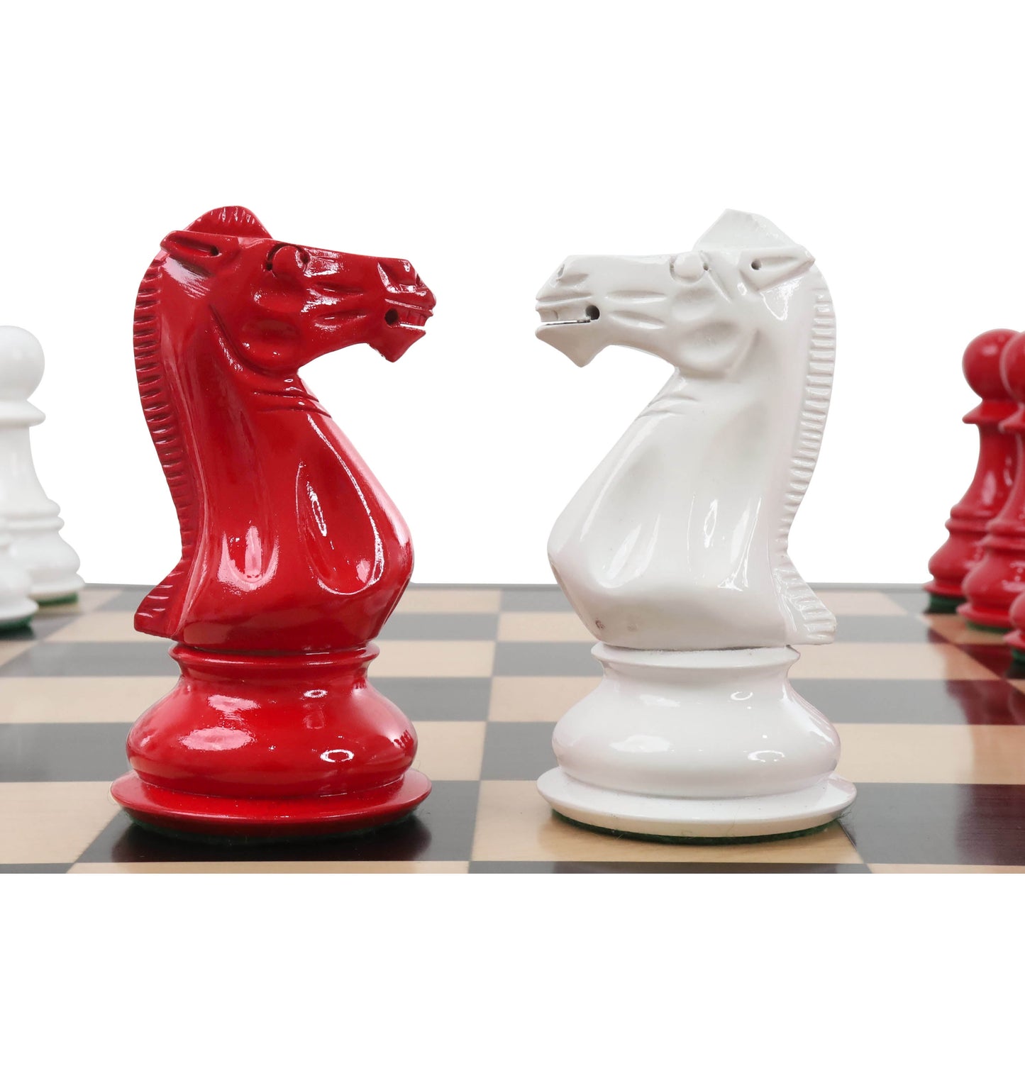 6.3" Jumbo Pro Staunton Luxury Chess Set- Chess Pieces Only - Red & White Lacquered