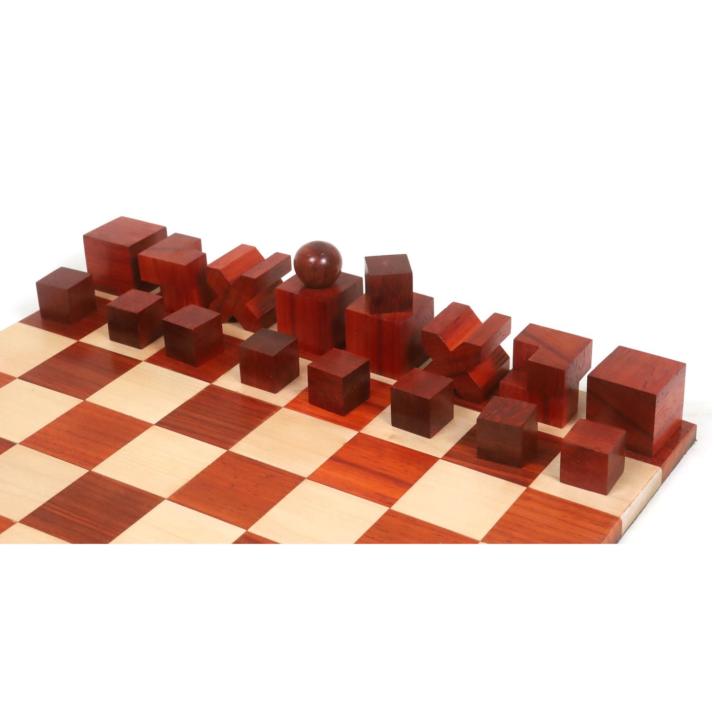 Reproduced 1923 Bauhaus Combo Chess Set -Bud Rosewood Chess Pieces + Chess Board