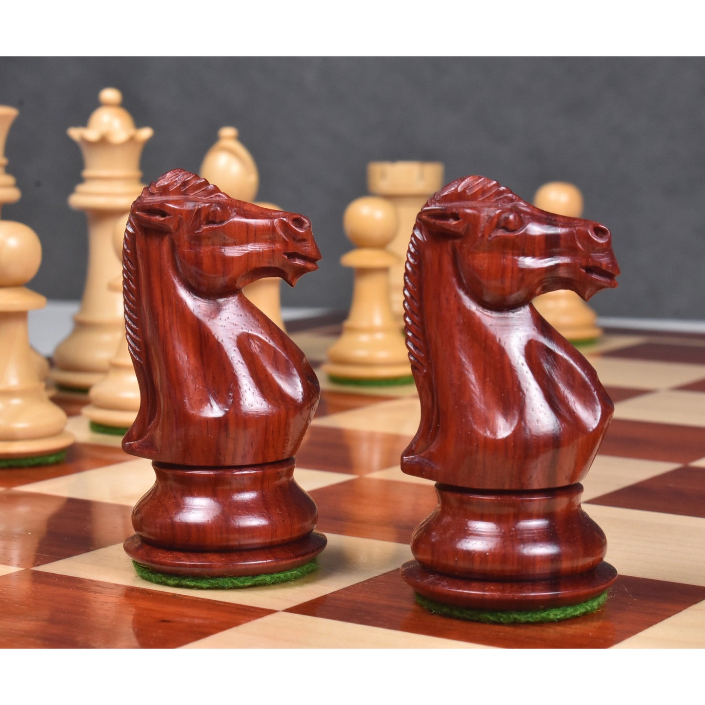 3.9" Royal Knight Staunton Chess Set- Chess Pieces Only- Triple Weighted Bud Rose Wood