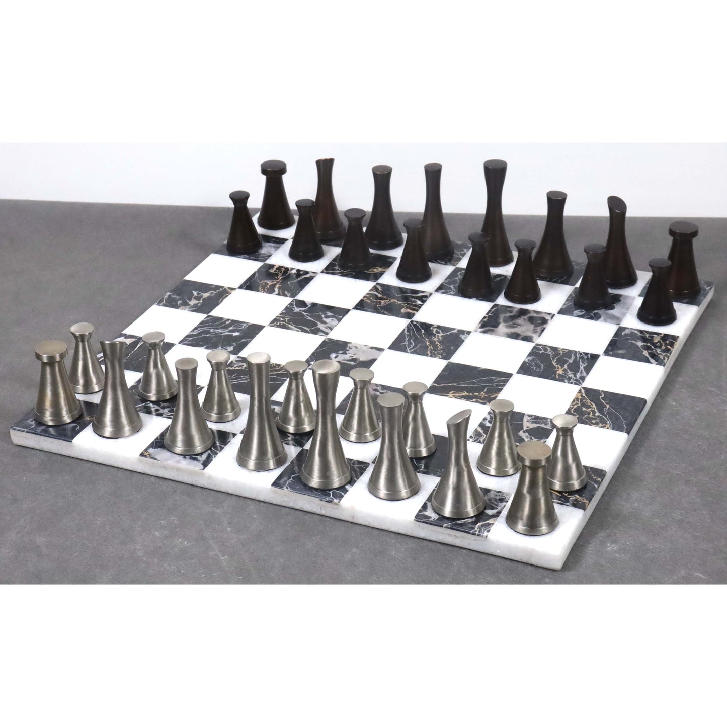 3.1" Tower Series Brass Metal Luxury Chess Pieces Only Set - Silver & Antique