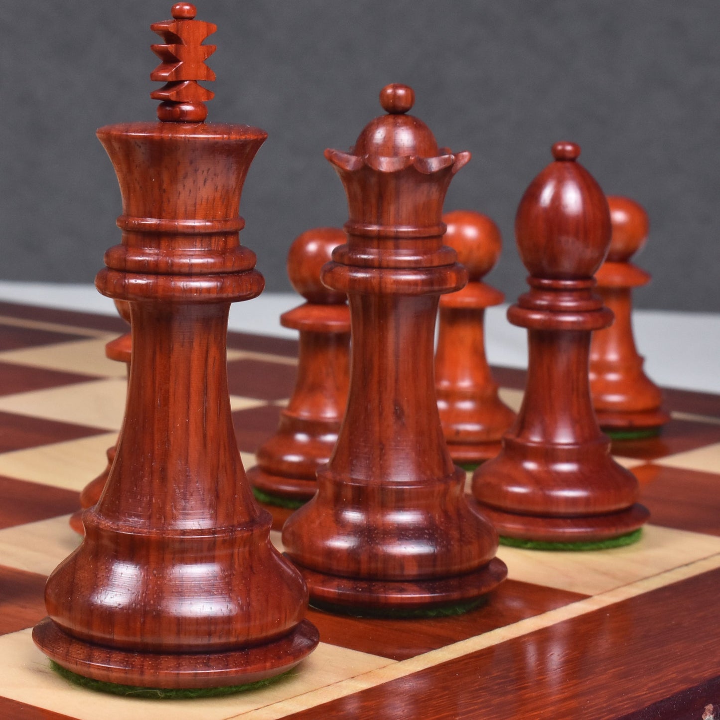 3.9" Royal Knight Staunton Chess Set- Chess Pieces Only- Triple Weighted Bud Rose Wood
