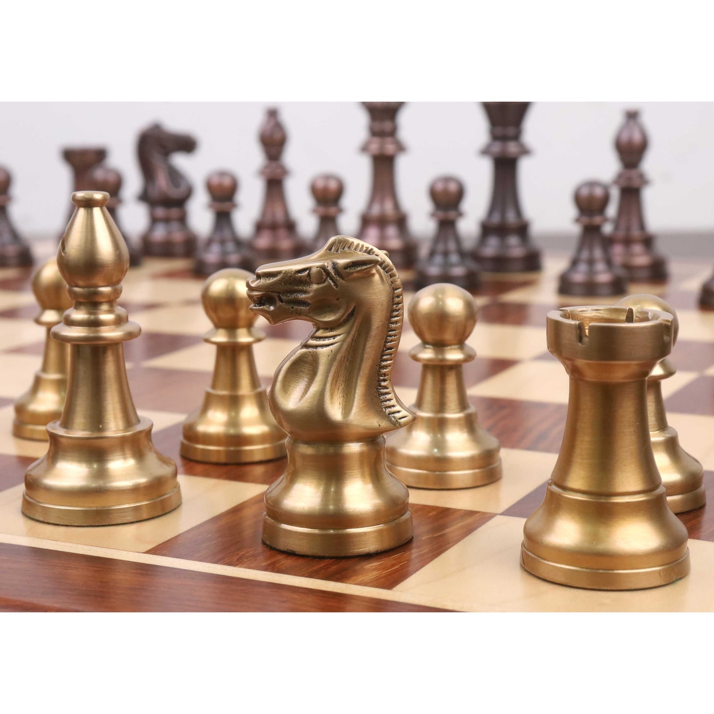 3.2" Pro Staunton Brass Metal Luxury Chess Set - Pieces Only- Antiqued Copper