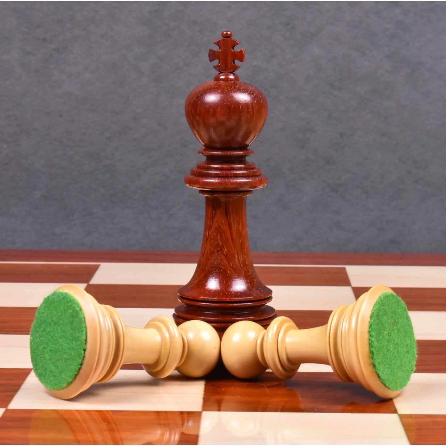 Combo of 4.6" Mogul Staunton Luxury Bud Rose Wood Chess Pieces with Chessboard and Storage Box