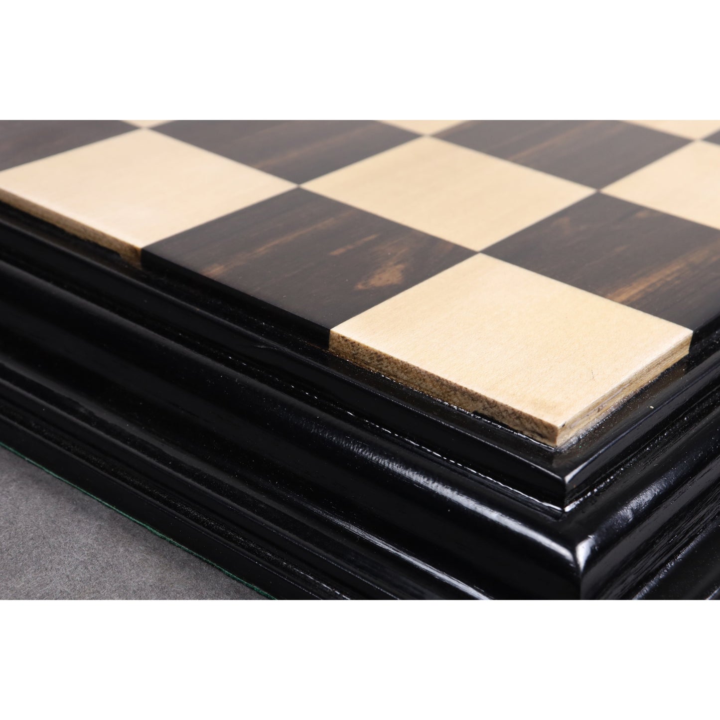 21" Ebony & Maple Wood Luxury Chess board with Carved Border- 57 mm Square
