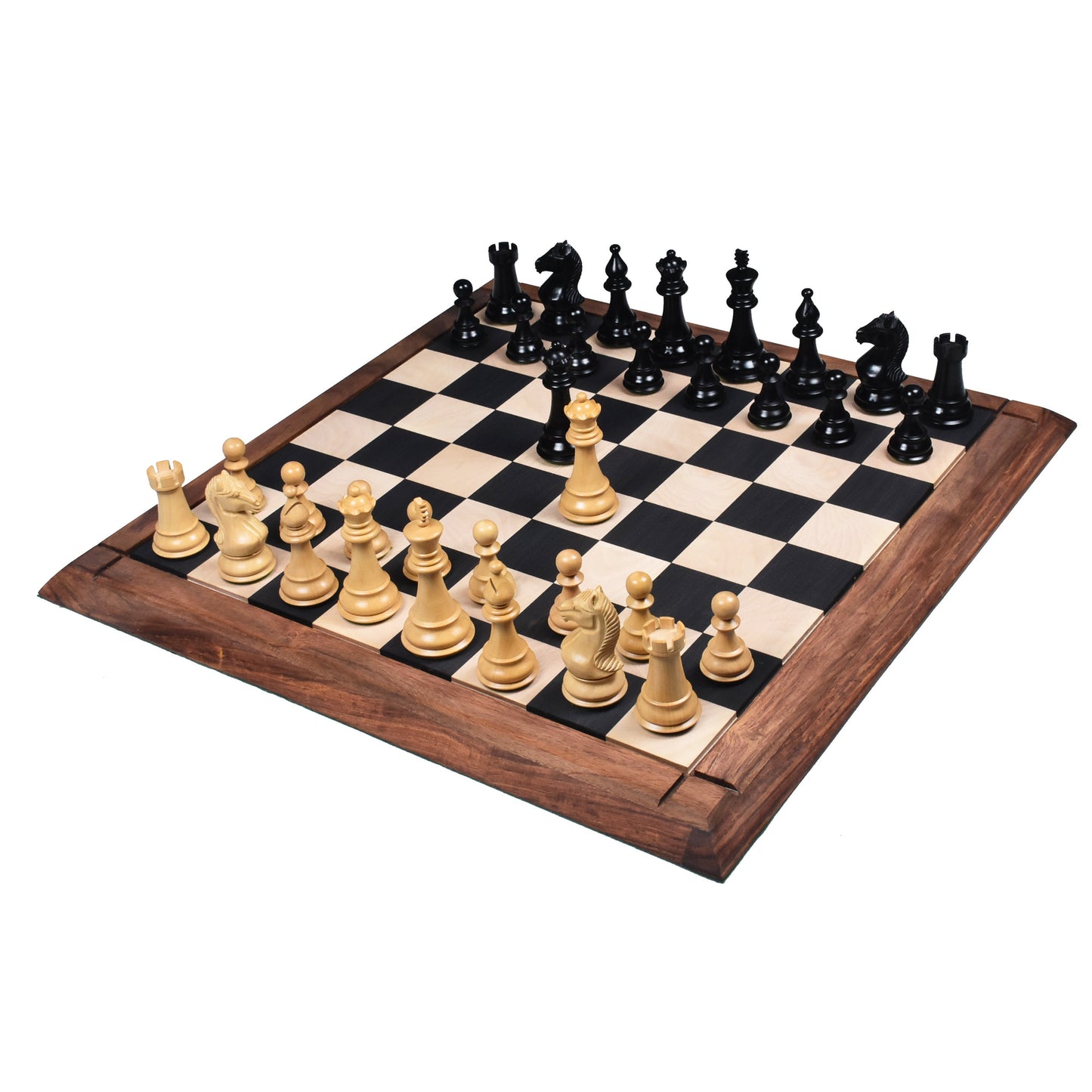 4" Majestic Series Staunton Chess Set- Chess Pieces Only-Double Weight Ebonised boxwood
