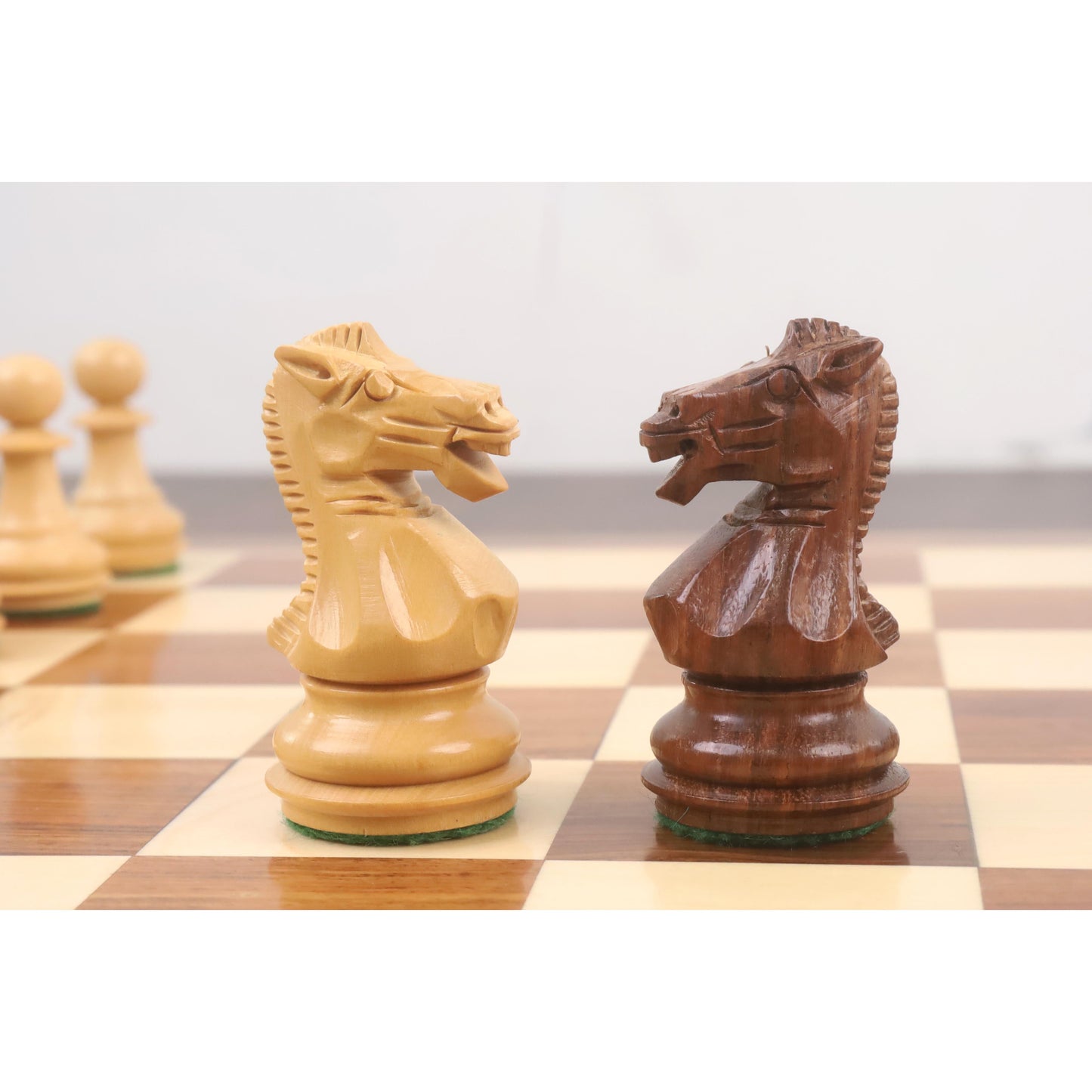Slightly Imperfect 3.1" Chamfered Base Staunton Chess Set- Chess Pieces Only - Weighted Golden Rosewood