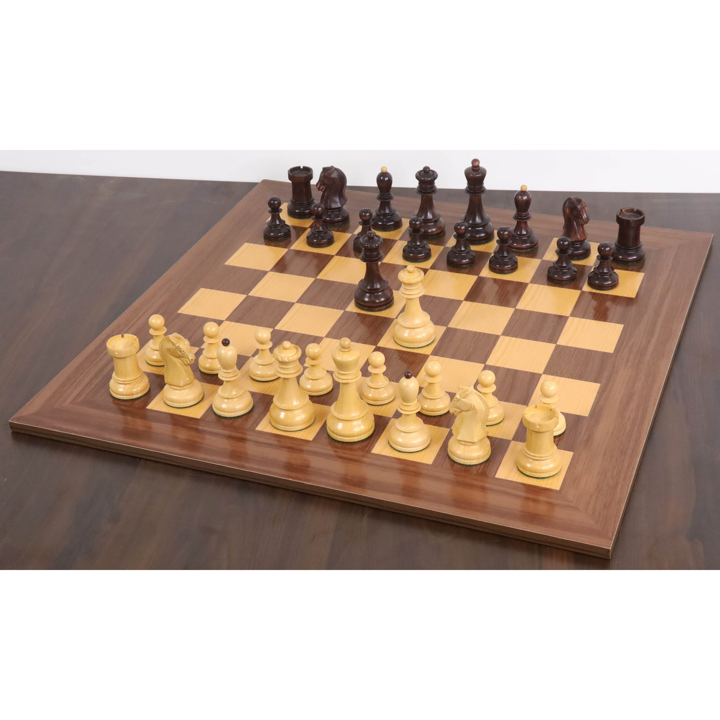 1950s' Fischer Dubrovnik Chess Set- Chess Pieces Only - Unweighted Base - Mahogany Stained Boxwood