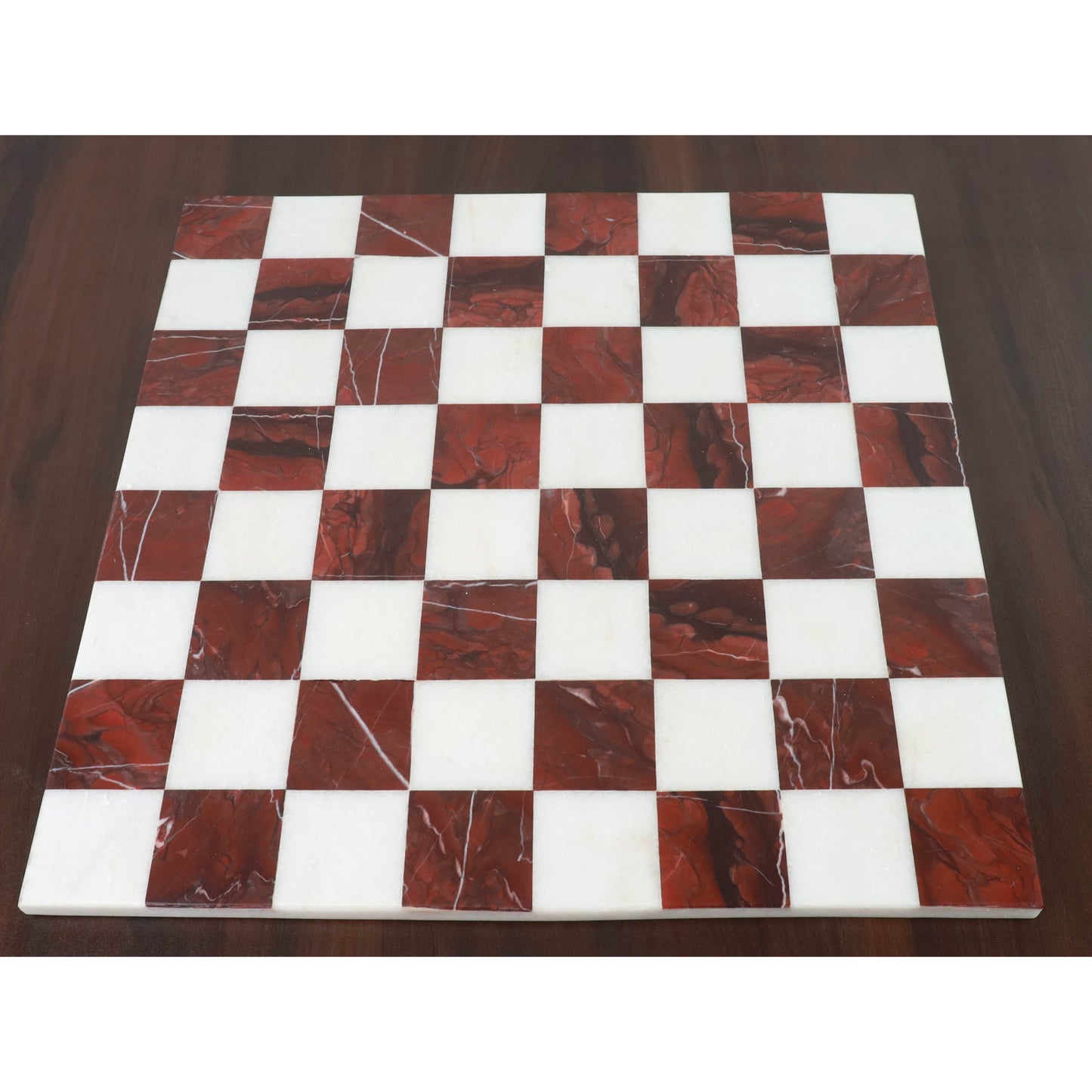 15'' Borderless Marble Stone Luxury Chess Board - Maroon Semi Precious Stones