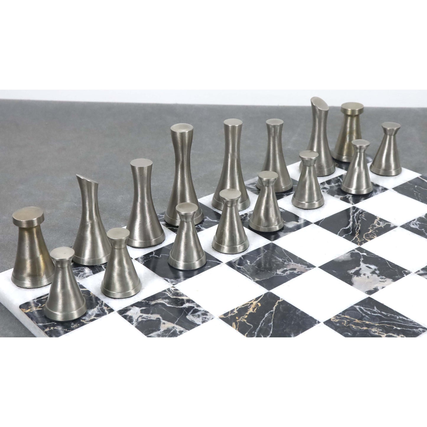 3.1" Tower Series Brass Metal Luxury Chess Pieces Only Set - Silver & Antique