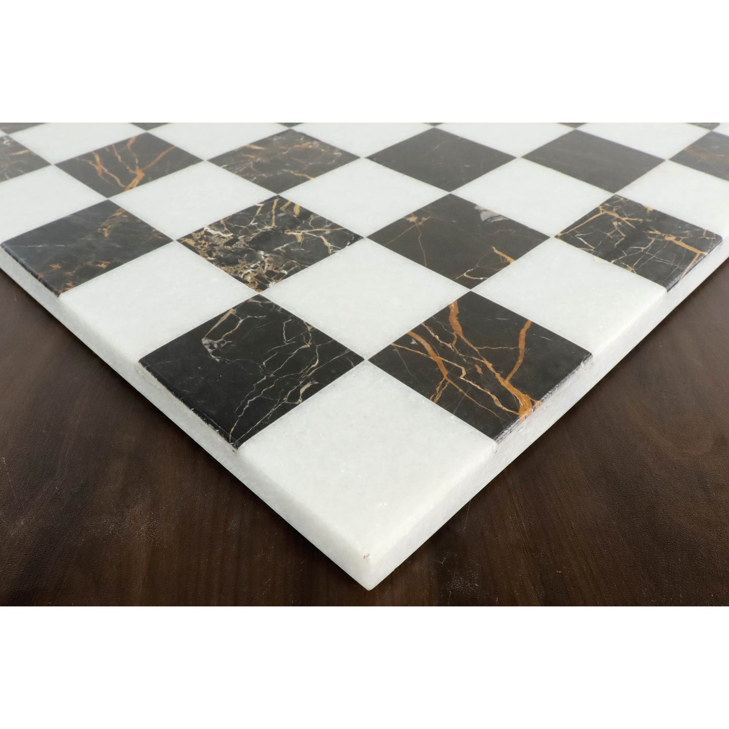 18'' Borderless Marble Stone Luxury Chess Board - Black and White Marble Stone