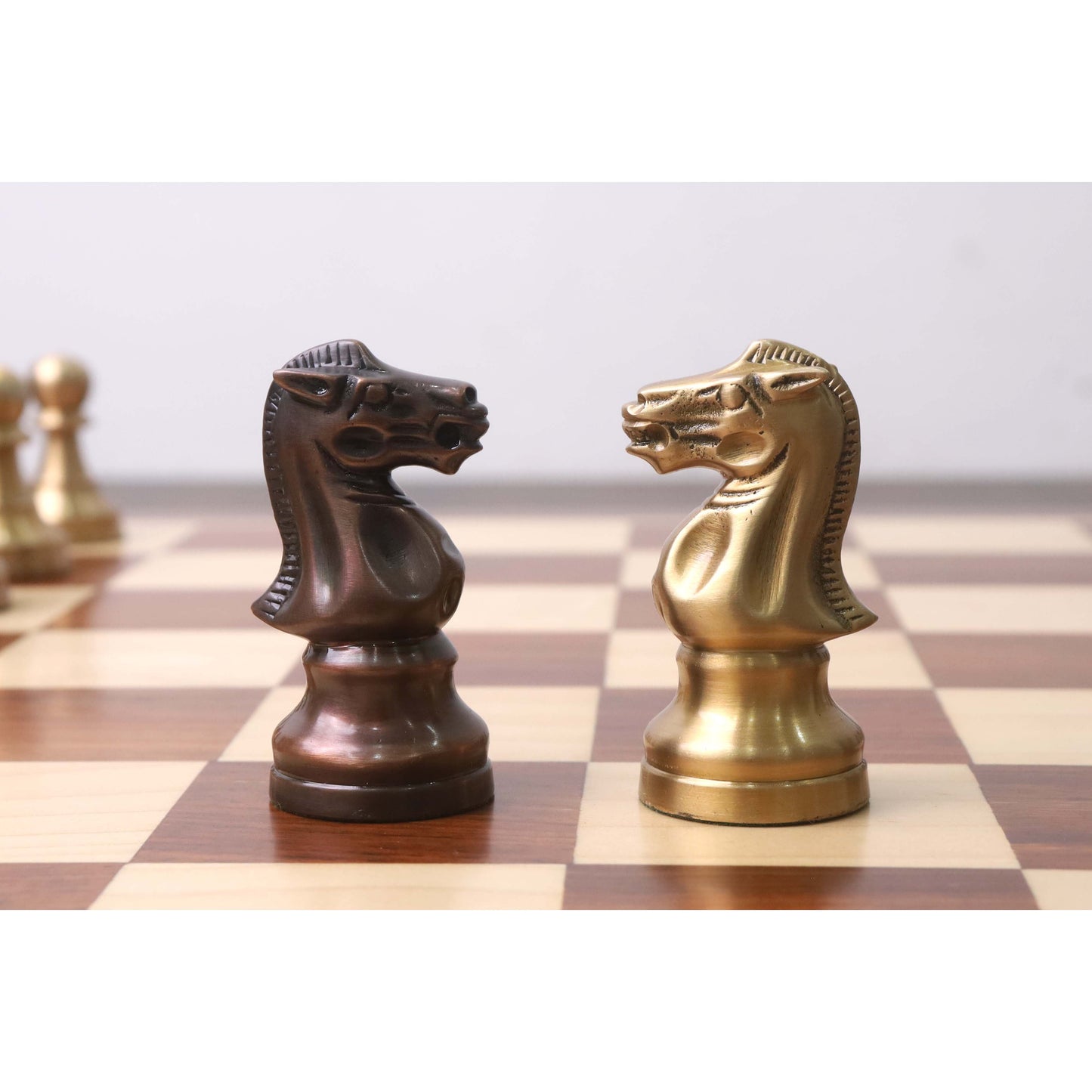 3.2" Pro Staunton Brass Metal Luxury Chess Set - Pieces Only- Antiqued Copper