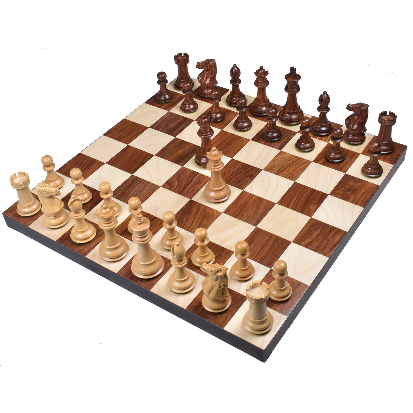 3.9" Royal Knight Staunton Chess Set- Chess Pieces Only- Triple Weight Golden Rosewood