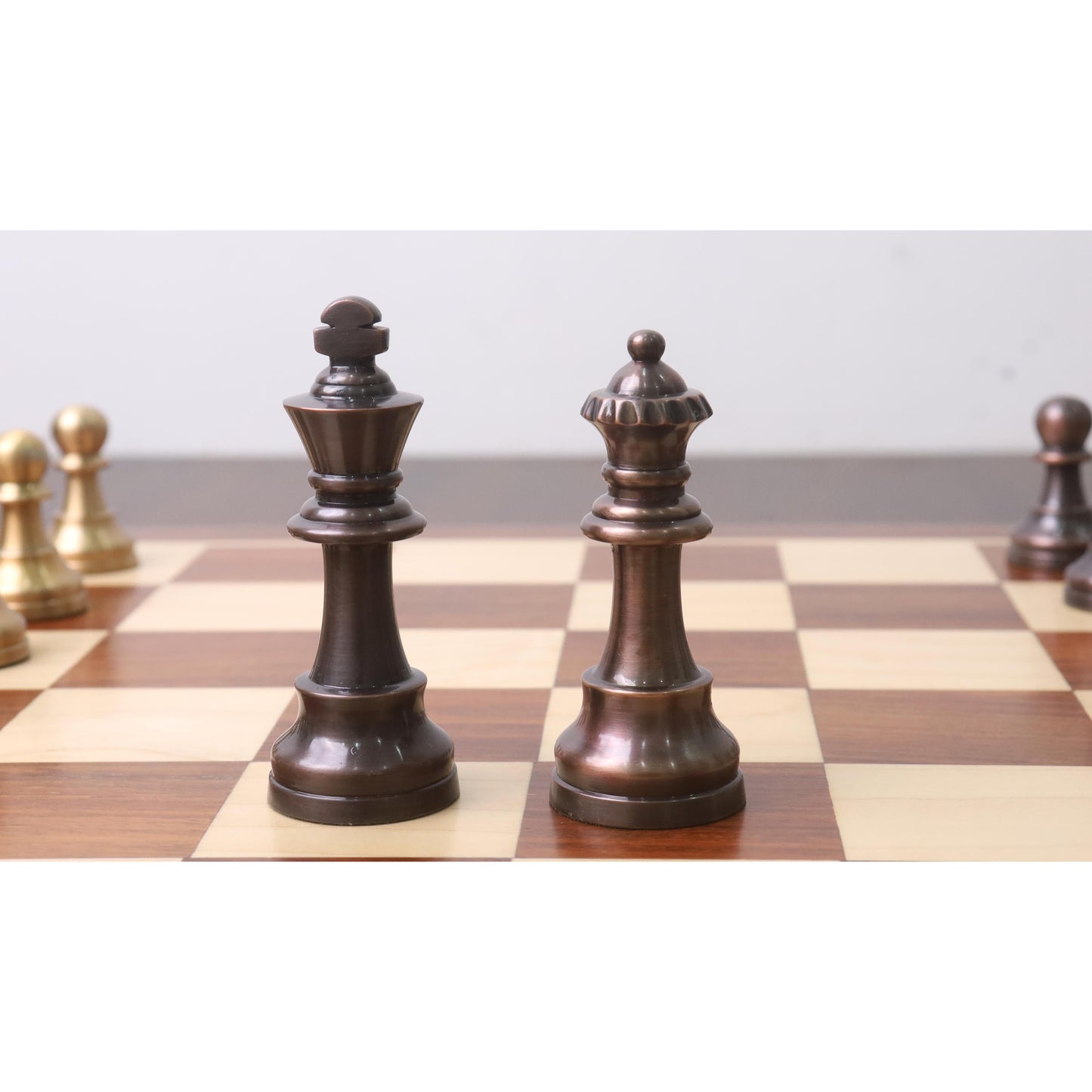 3.2" Pro Staunton Brass Metal Luxury Chess Set - Pieces Only- Antiqued Copper