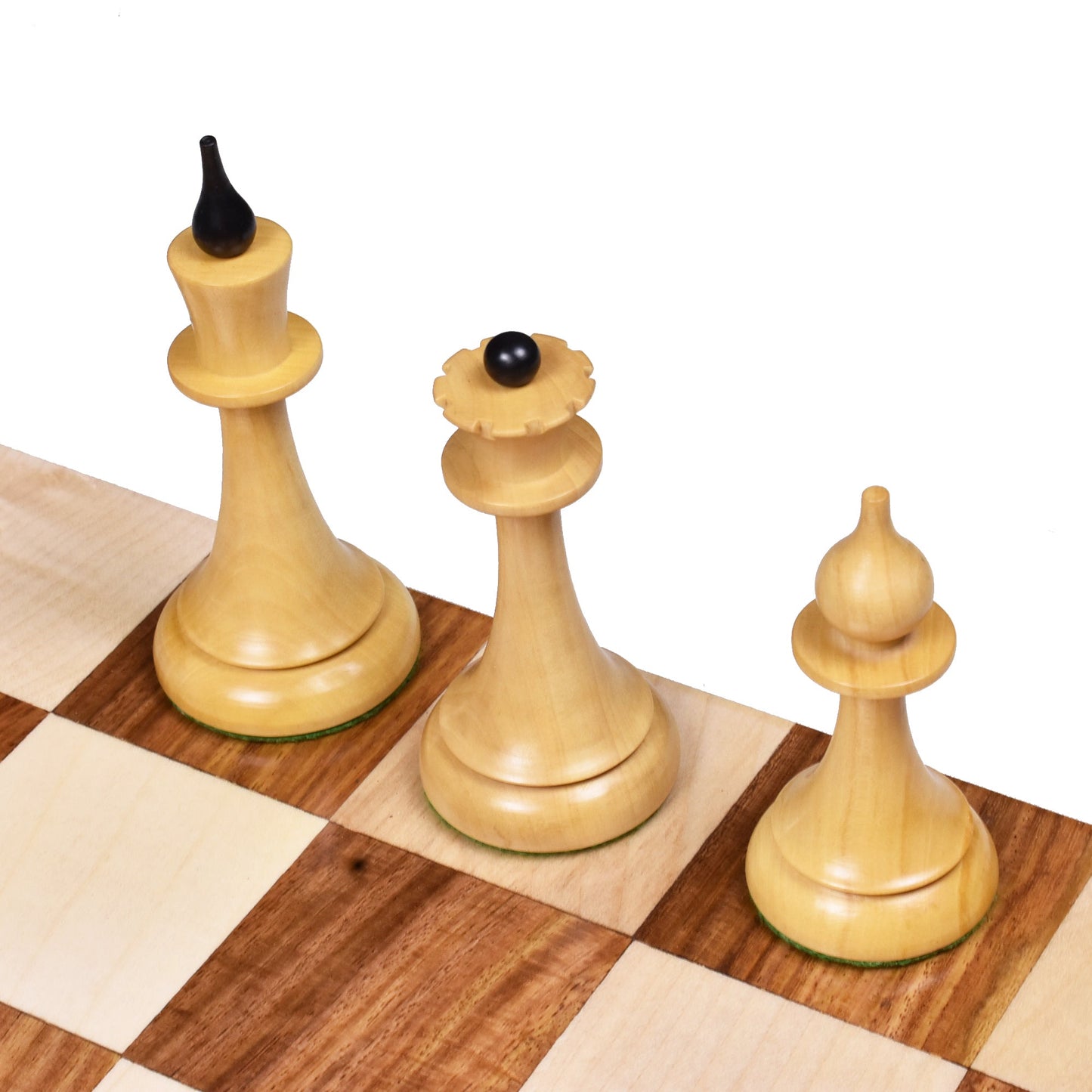 1950's Soviet Latvian Reproduced Chess Set- Chess Pieces Only- Ebonised Boxwood - 4"