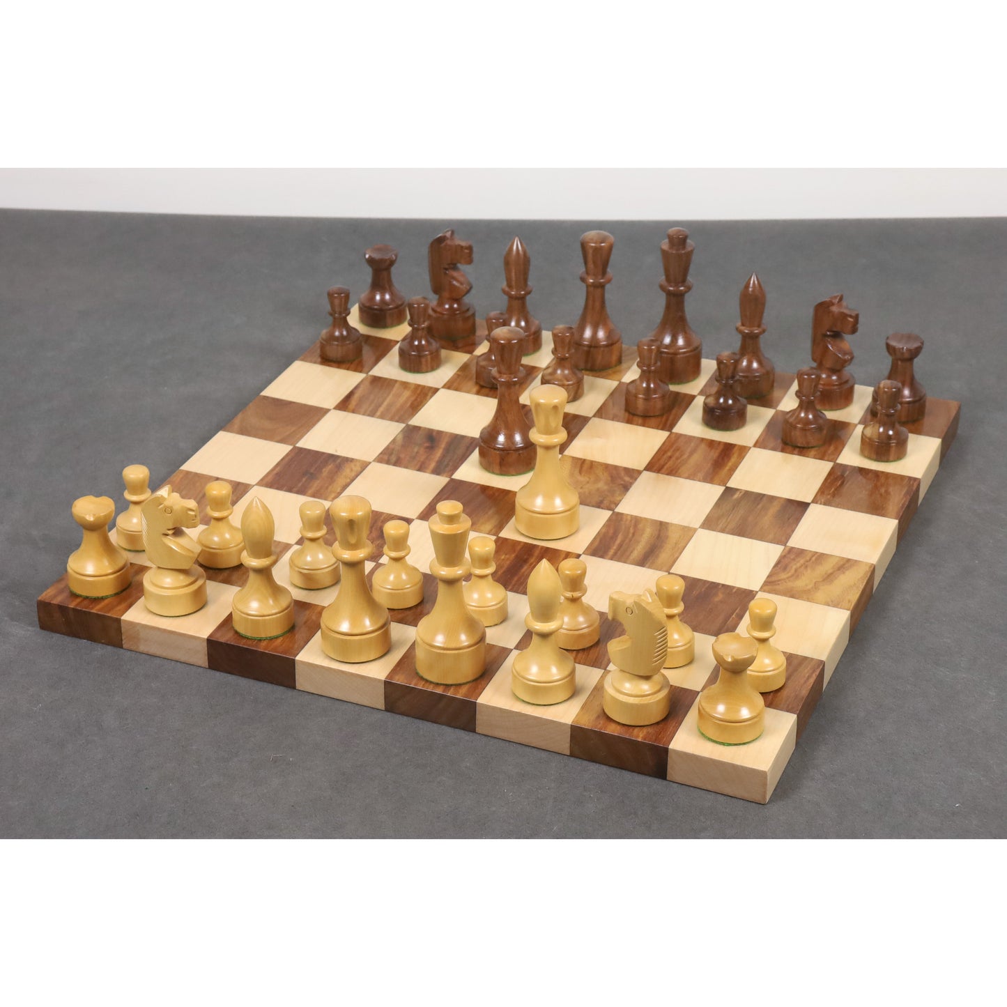 3.8" Bundesform German Staunton Chess set- Chess Piece & Board - Golden Rosewood