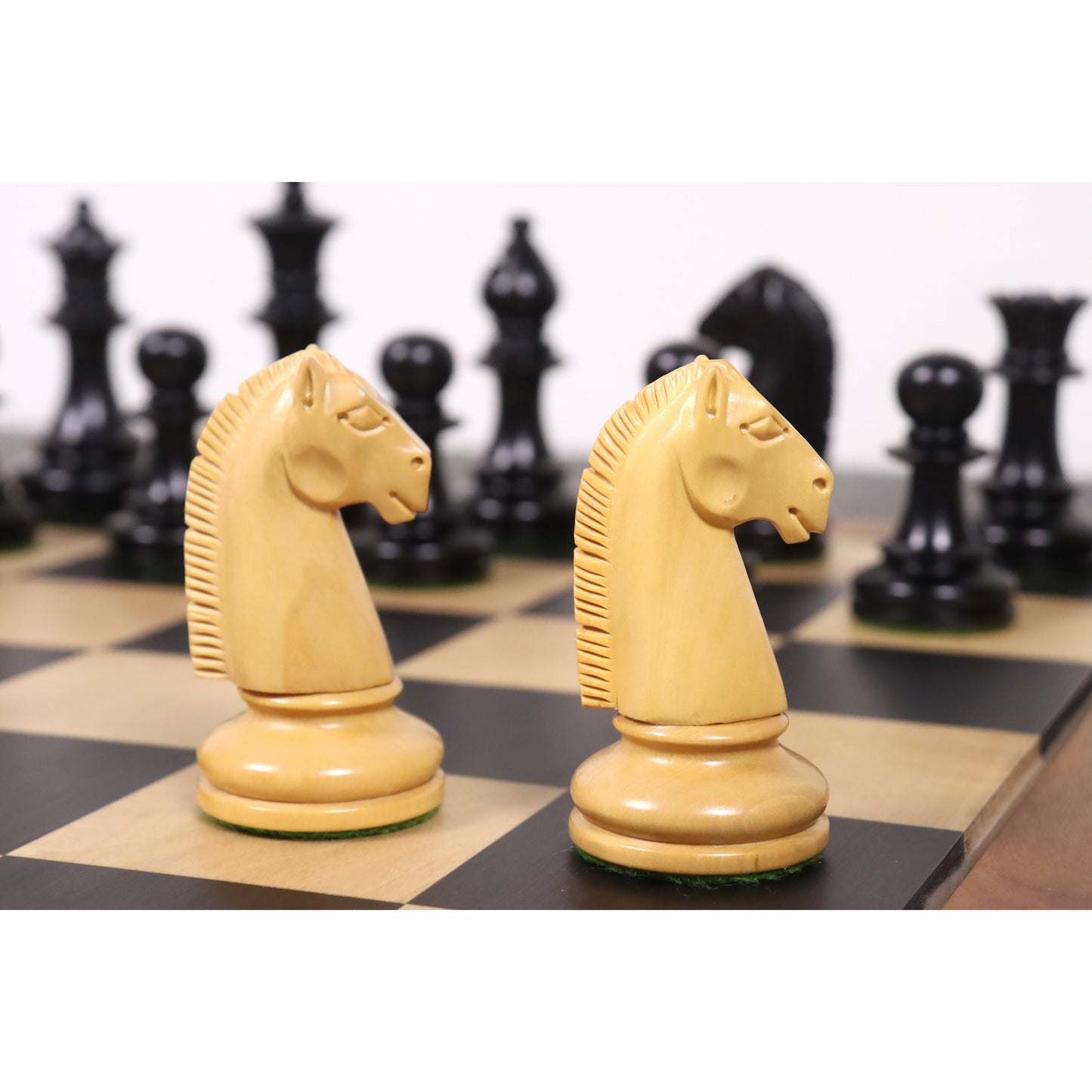 3.5" Persian Knight Staunton Chess Set- Chess Pieces Only - Weighted Ebonised Boxwood
