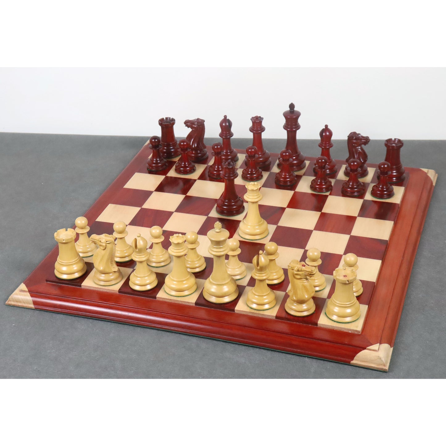 Slightly Imperfect 4.5" Reproduced 1849 Staunton Chess Set- Chess Pieces Only- Bud Rosewood-Triple Weight