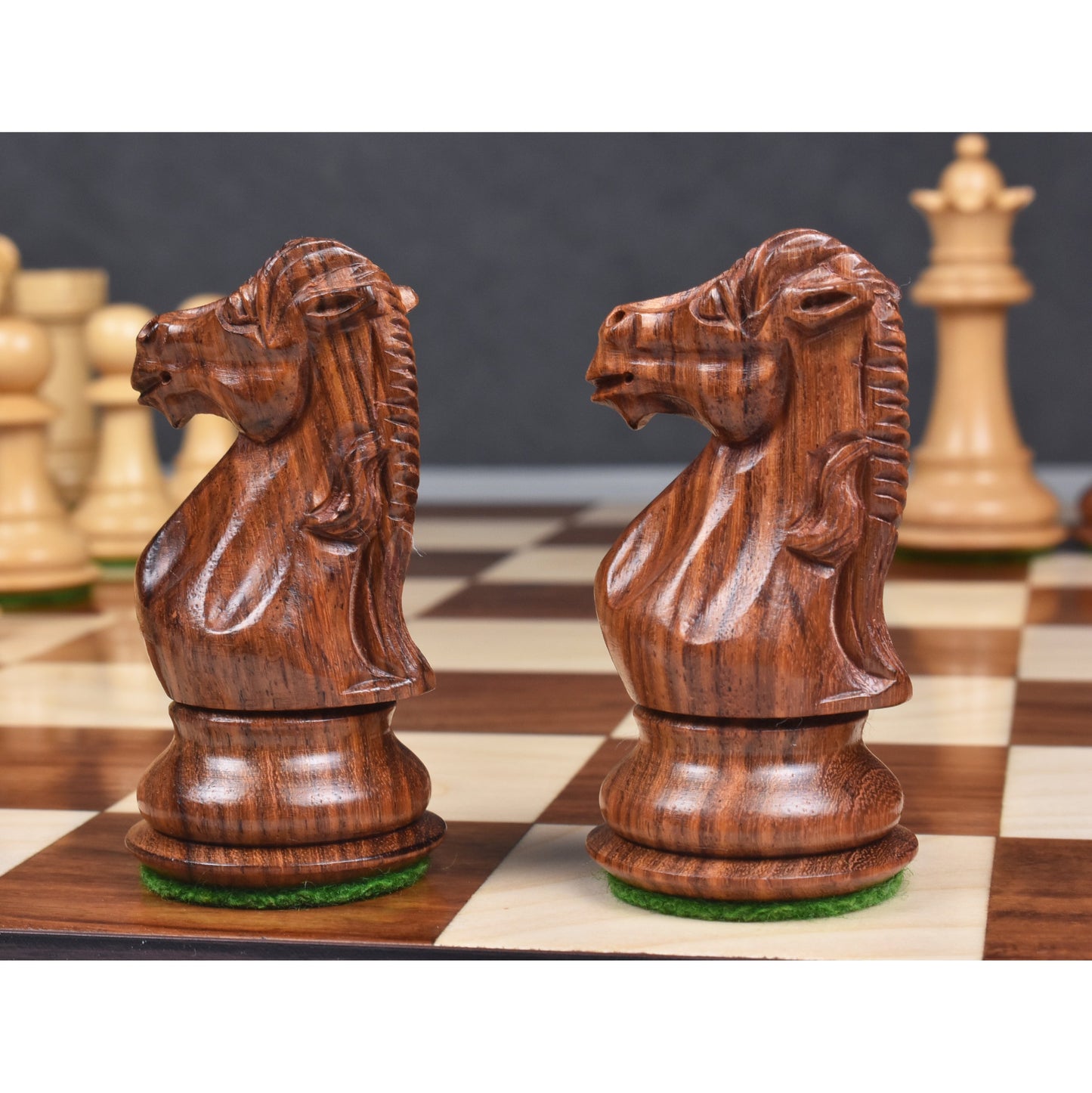 3.9" Royal Knight Staunton Chess Set- Chess Pieces Only- Triple Weight Golden Rosewood