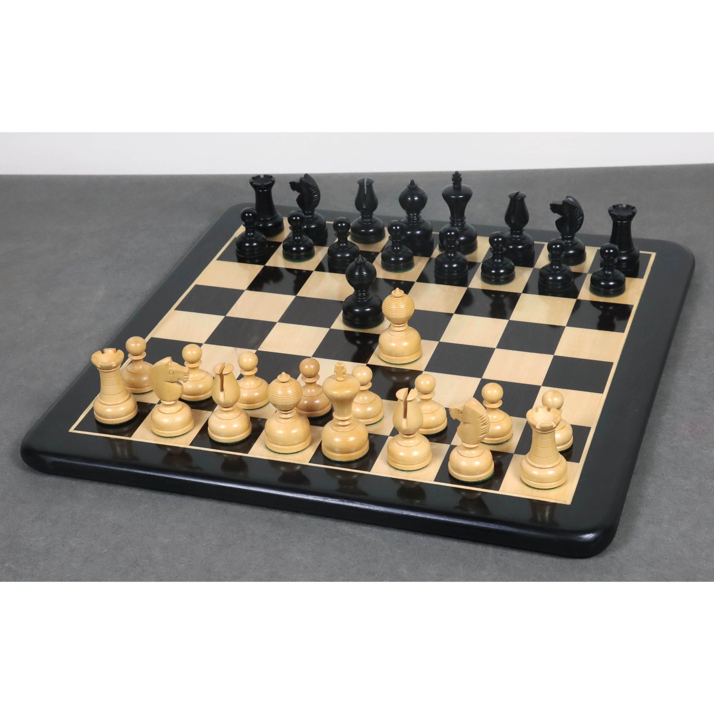 Slightly Imperfect 3.1" Library Series Staunton Chess Set - Chess Pieces Only - Weighted Ebonised Boxwood