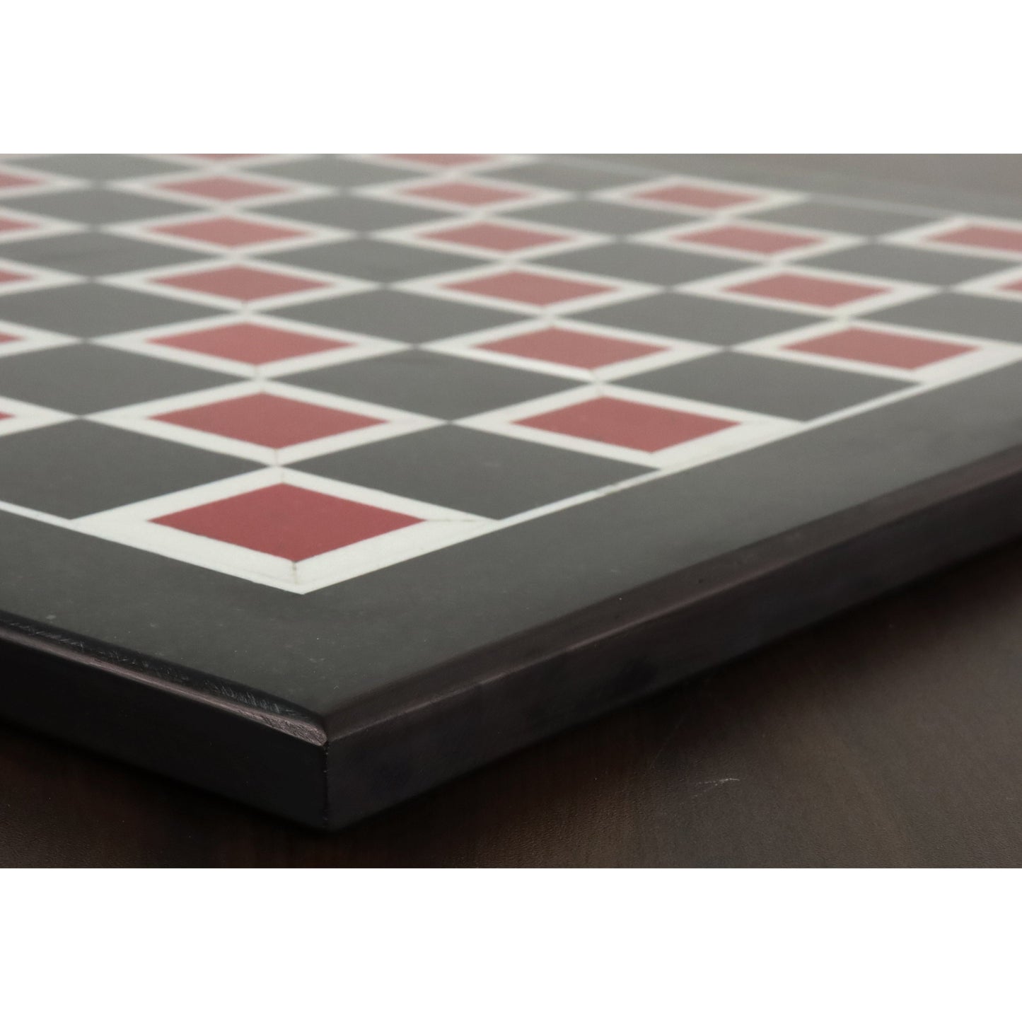 18'' Marble Stone Luxury Chess Board - Black & Red Semi-Precious Stones